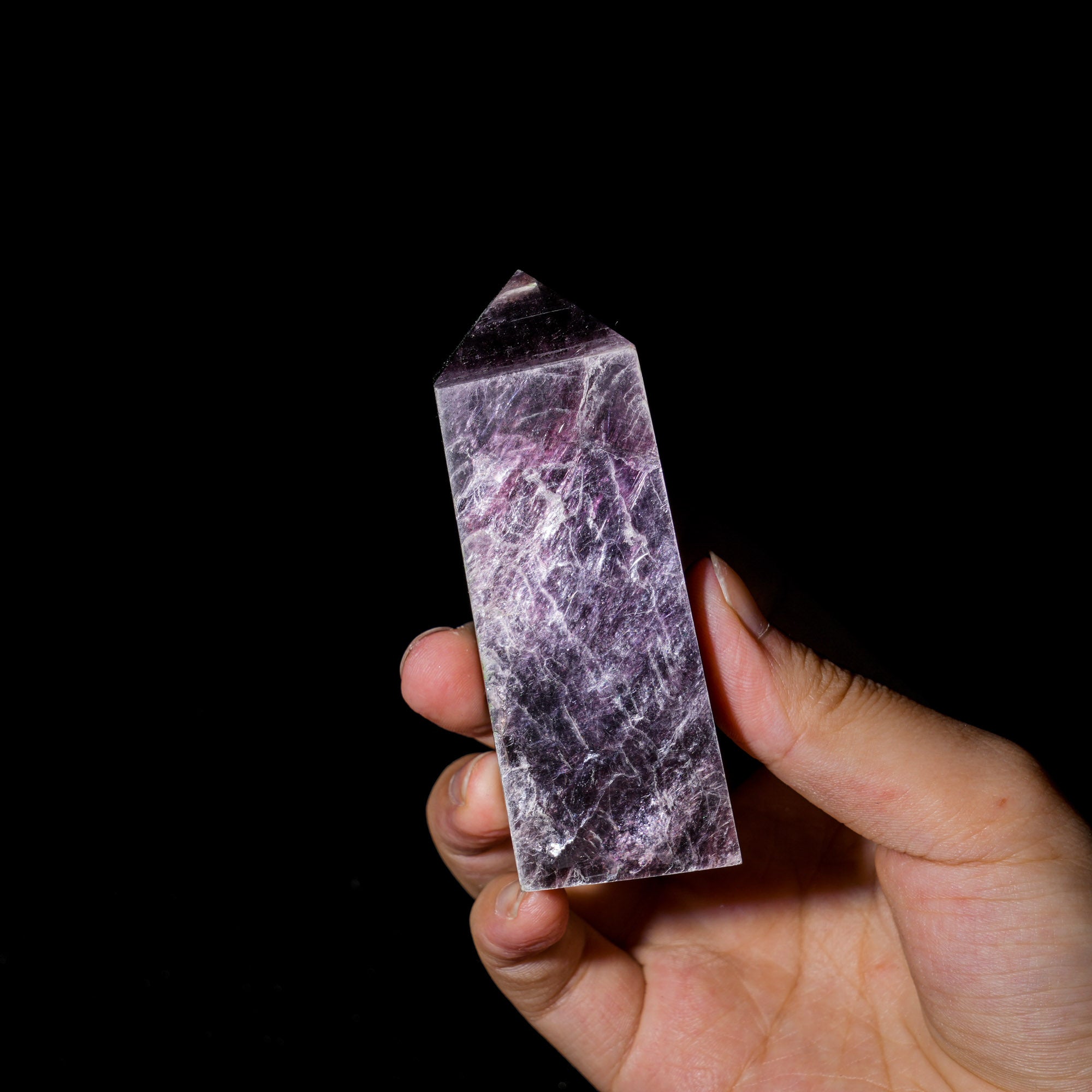 Gem Lepidolite Tower - helmsman - crystal