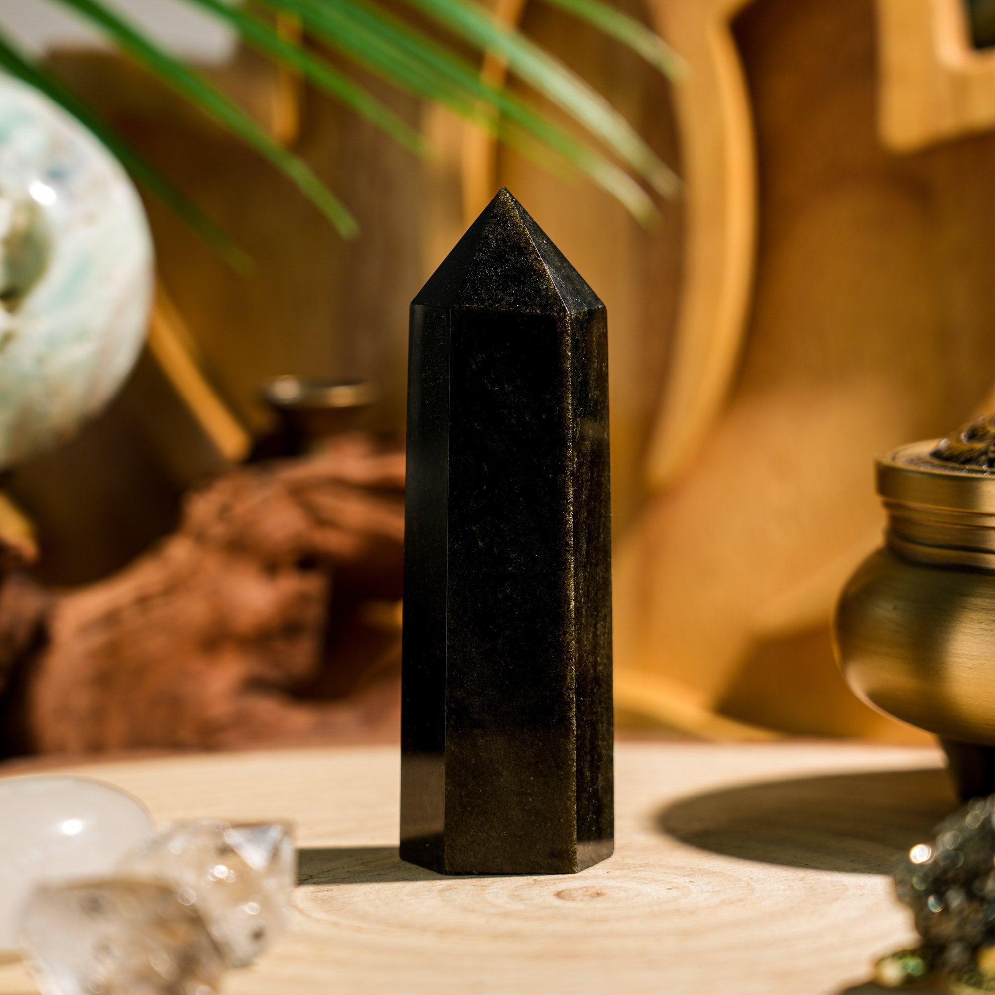 Gold Sheen Obsidian Point - helmsman - crystal