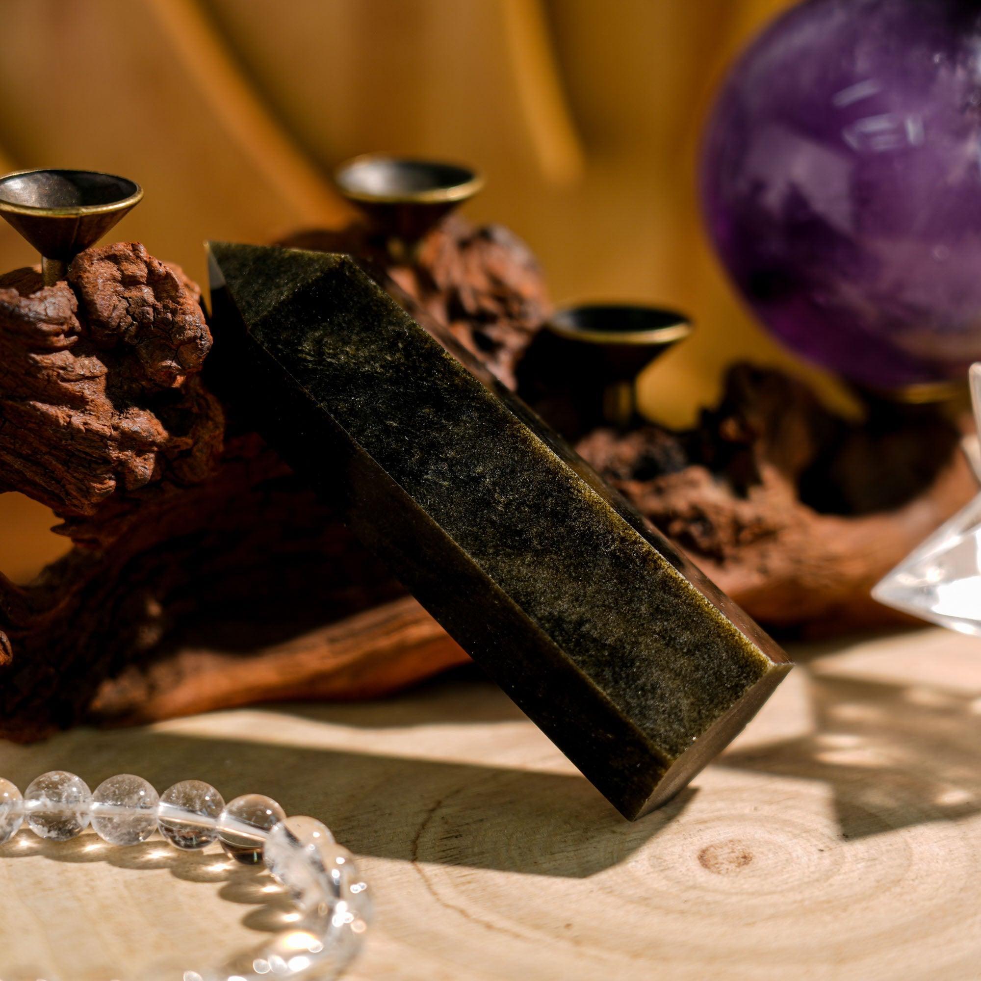 Gold Sheen Obsidian Point - helmsman - crystal