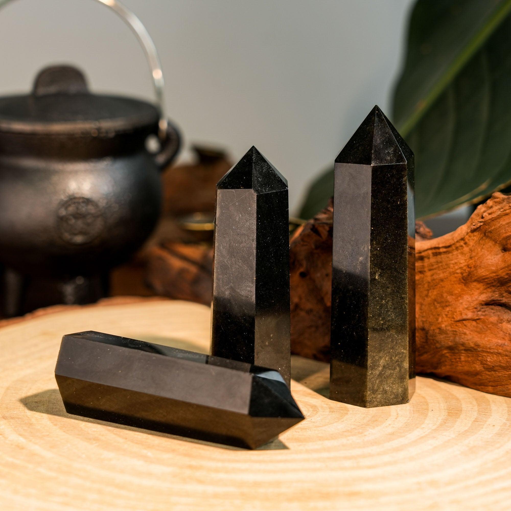 Gold Sheen Obsidian Point - helmsman - crystal