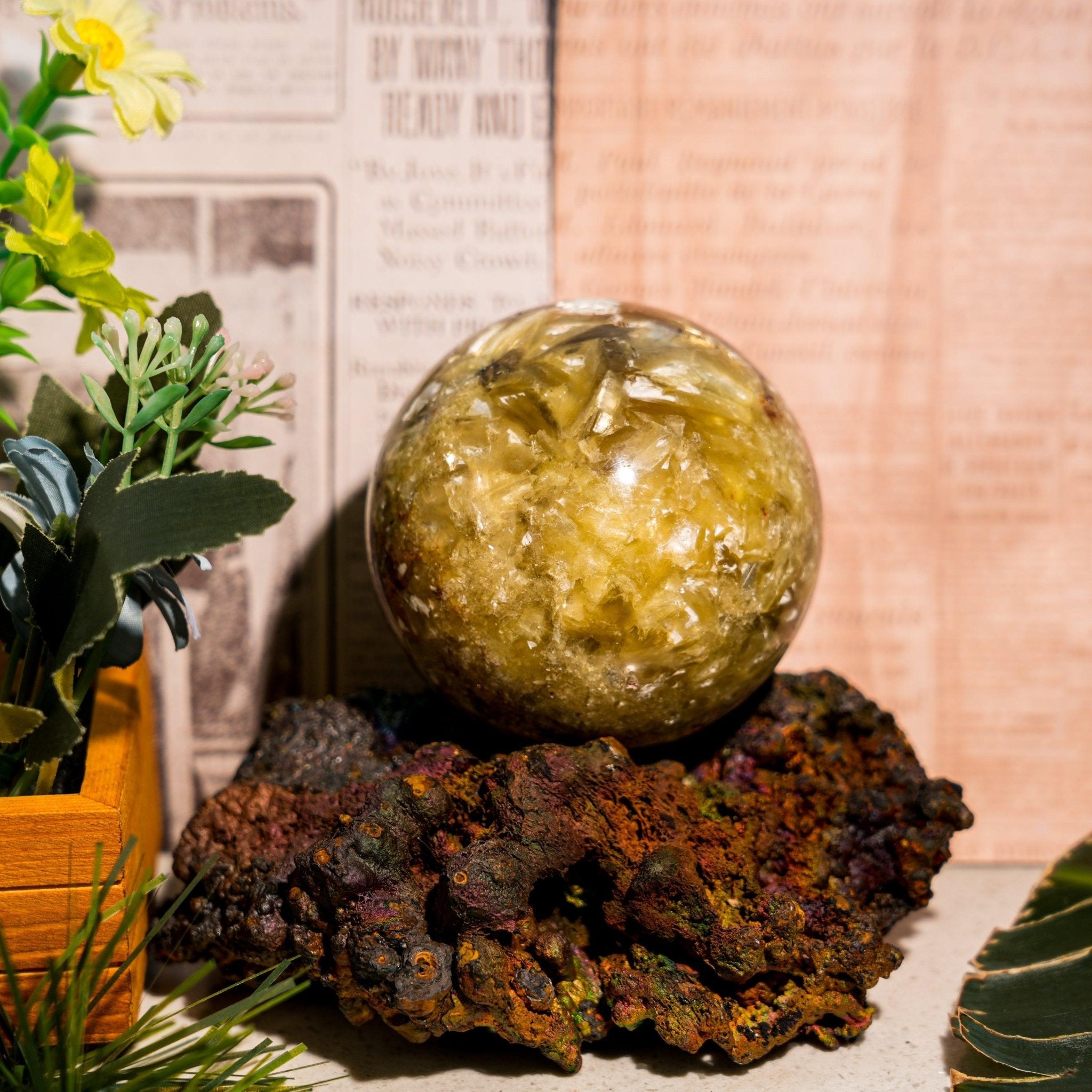 Golden Mica Sphere - helmsman - crystal