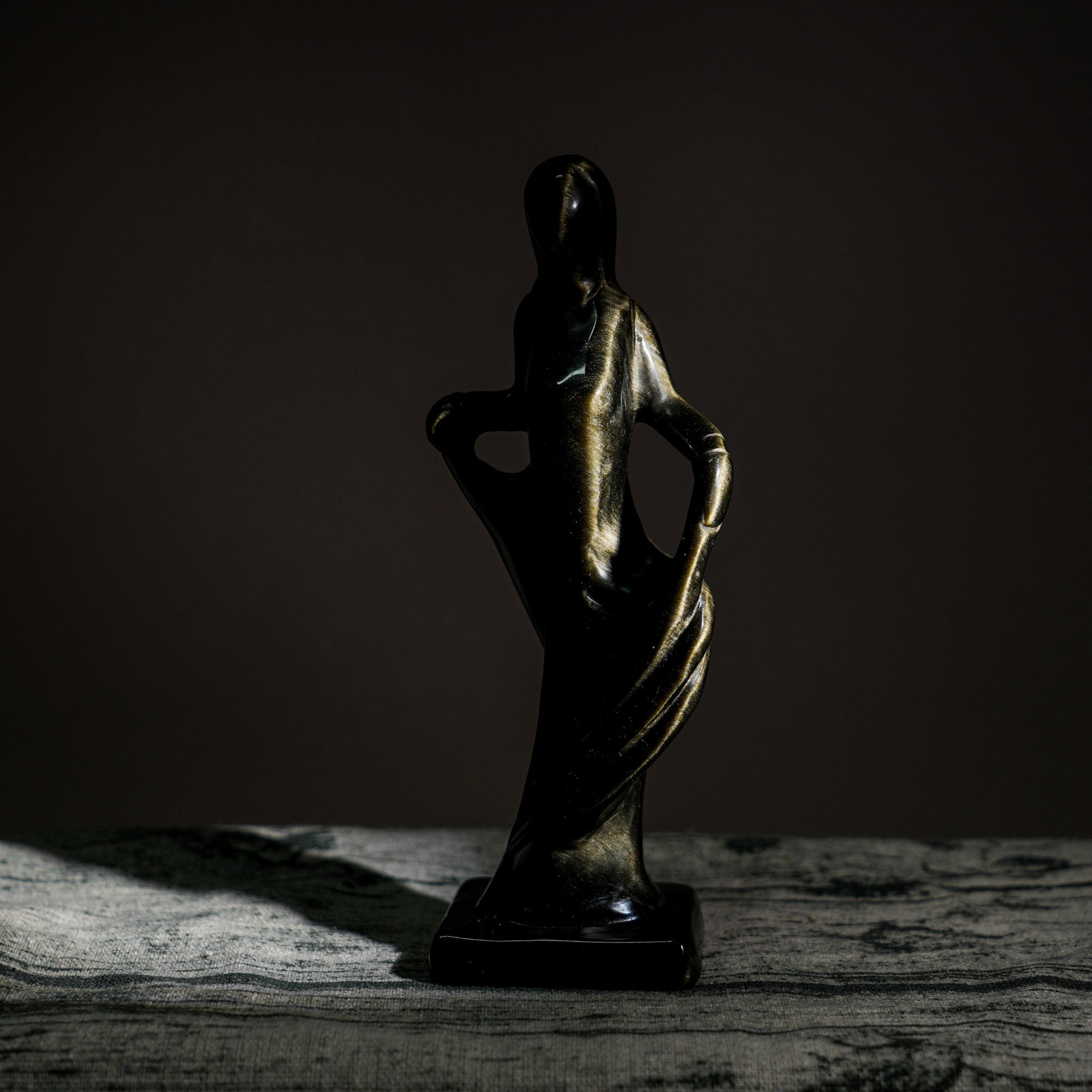 Golden Obsidian Angel Carving - helmsman - crystal