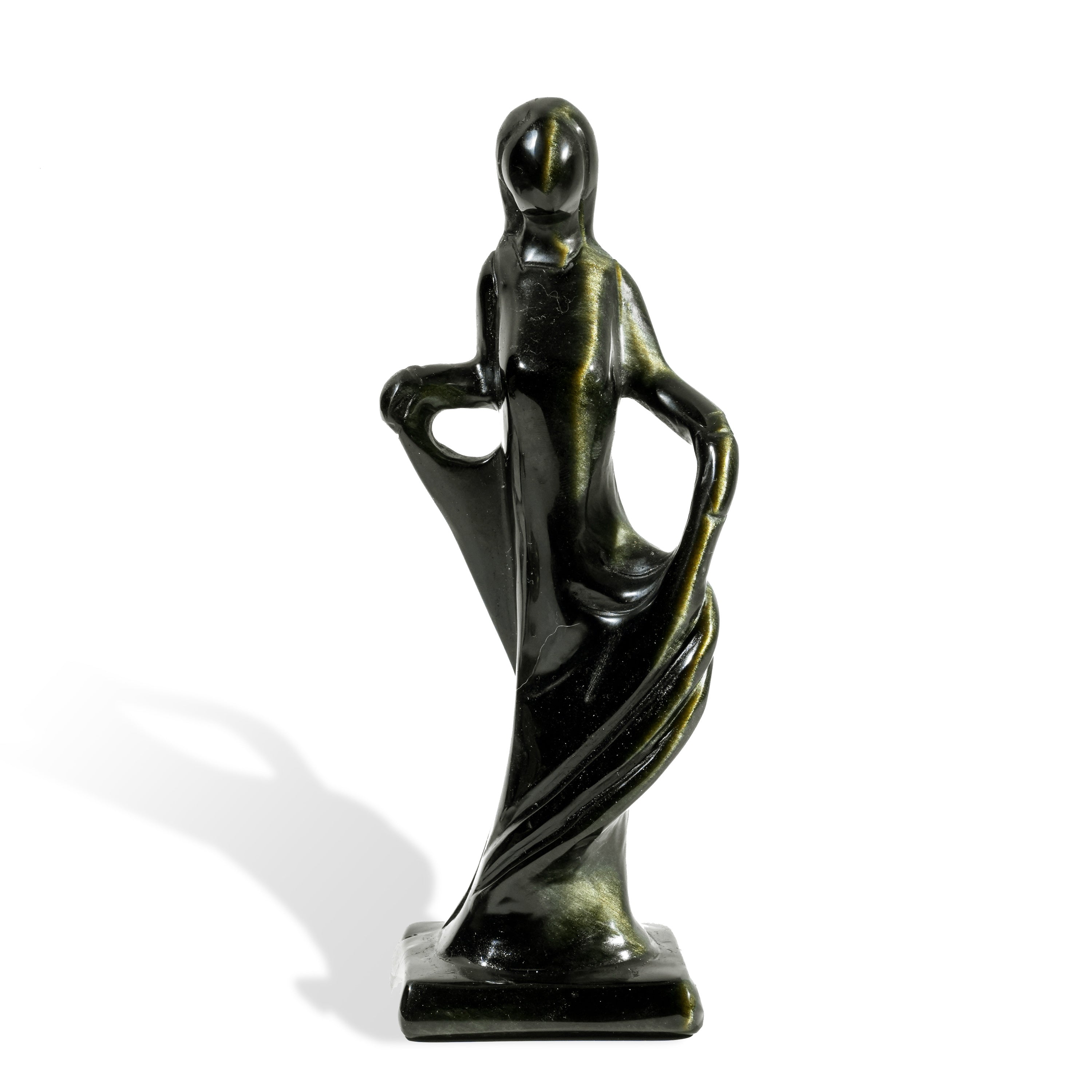 Golden Obsidian Angel Carving-Helmsman Crystal