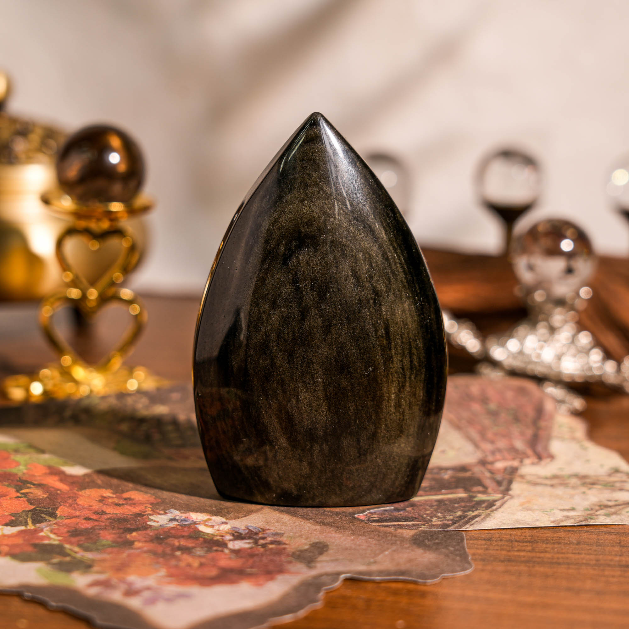 Golden Obsidian Flame Freeform - helmsman - crystal