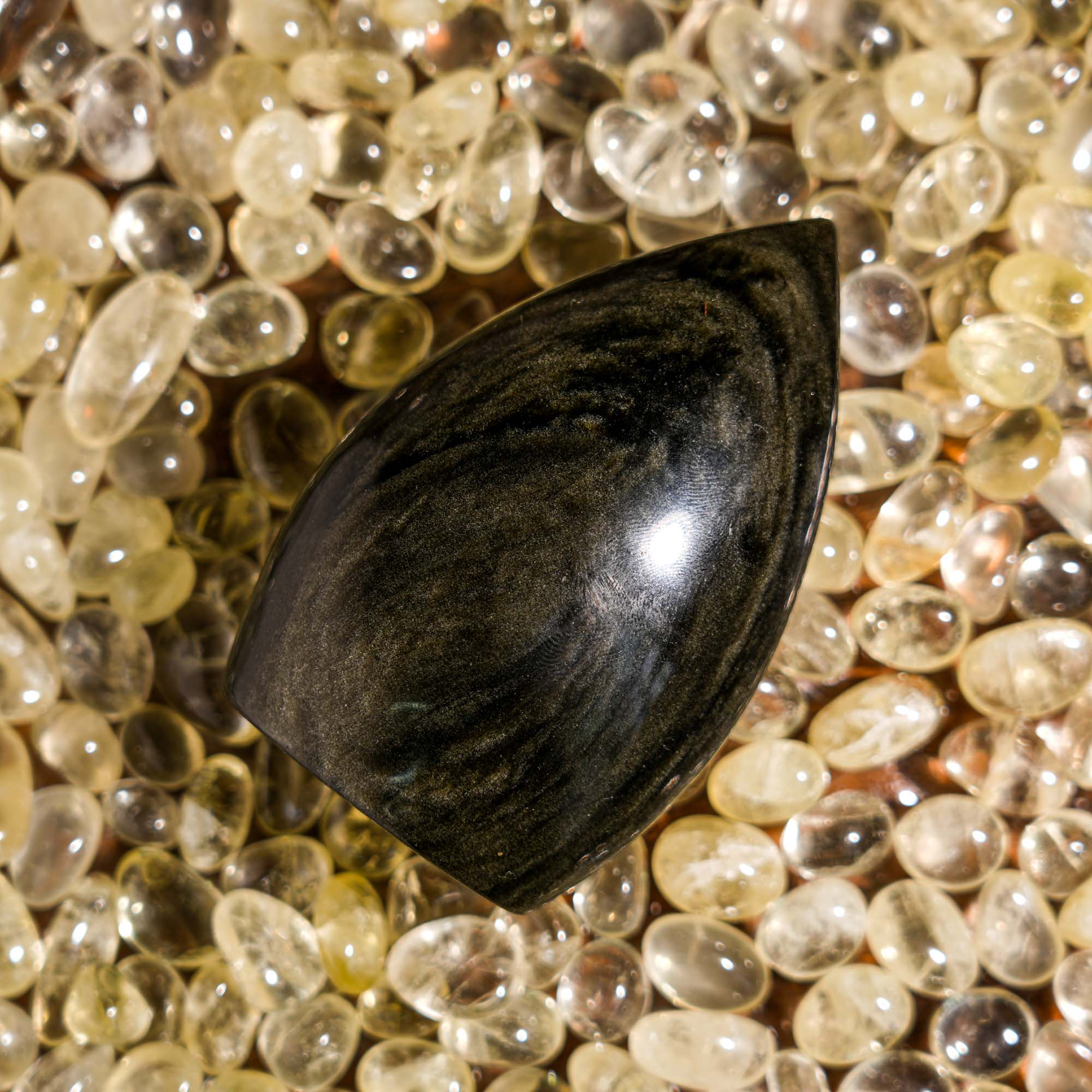 Golden Obsidian Flame Freeform - helmsman - crystal