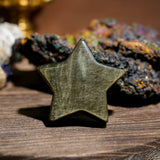 Golden Obsidian Pentagram - helmsman - crystal
