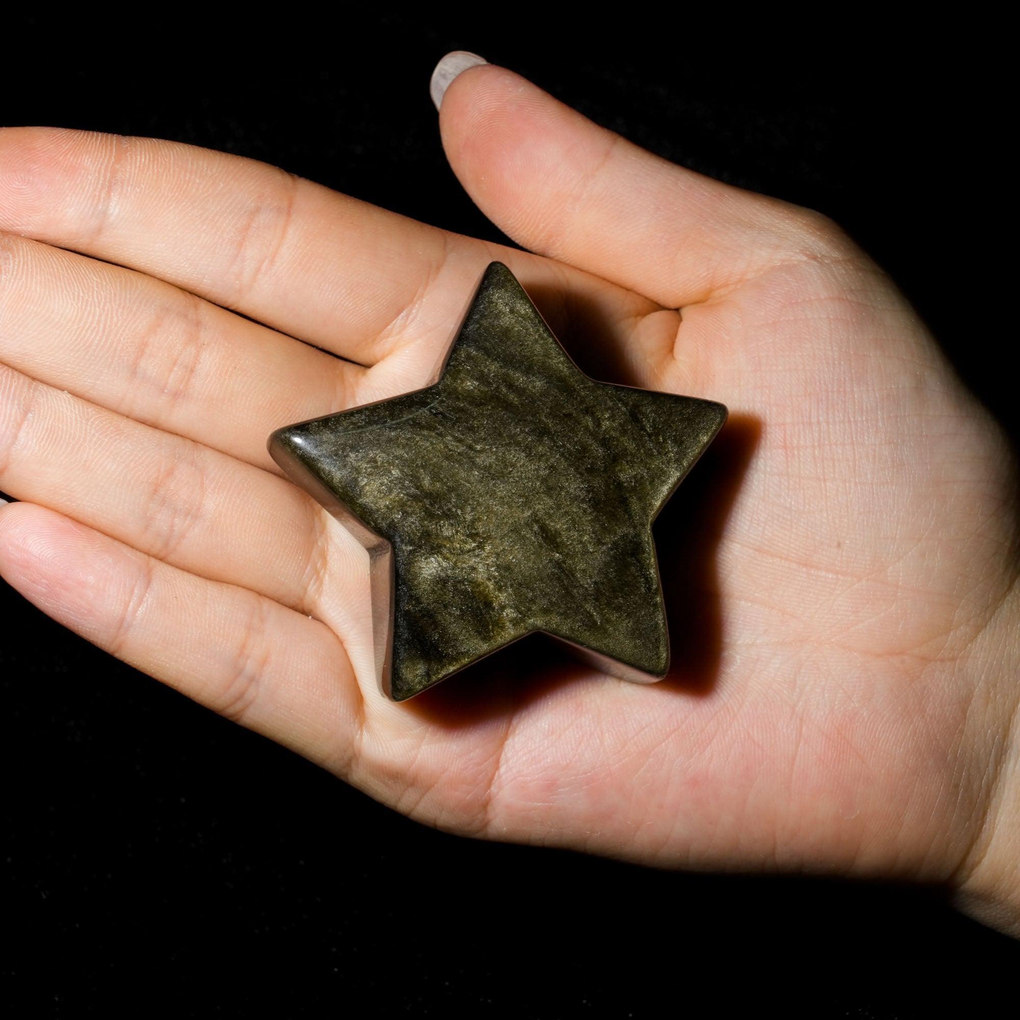 Golden Obsidian Pentagram - helmsman - crystal