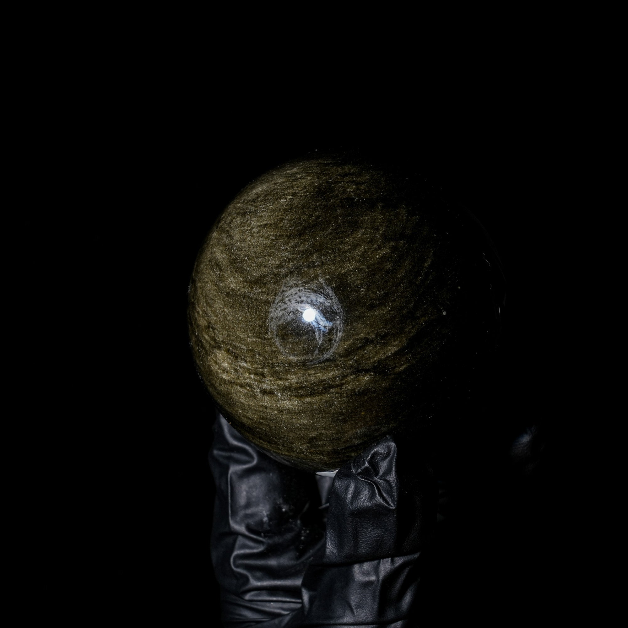 Golden Obsidian Sphere - helmsman - crystal