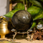 Golden Obsidian Sphere - helmsman - crystal
