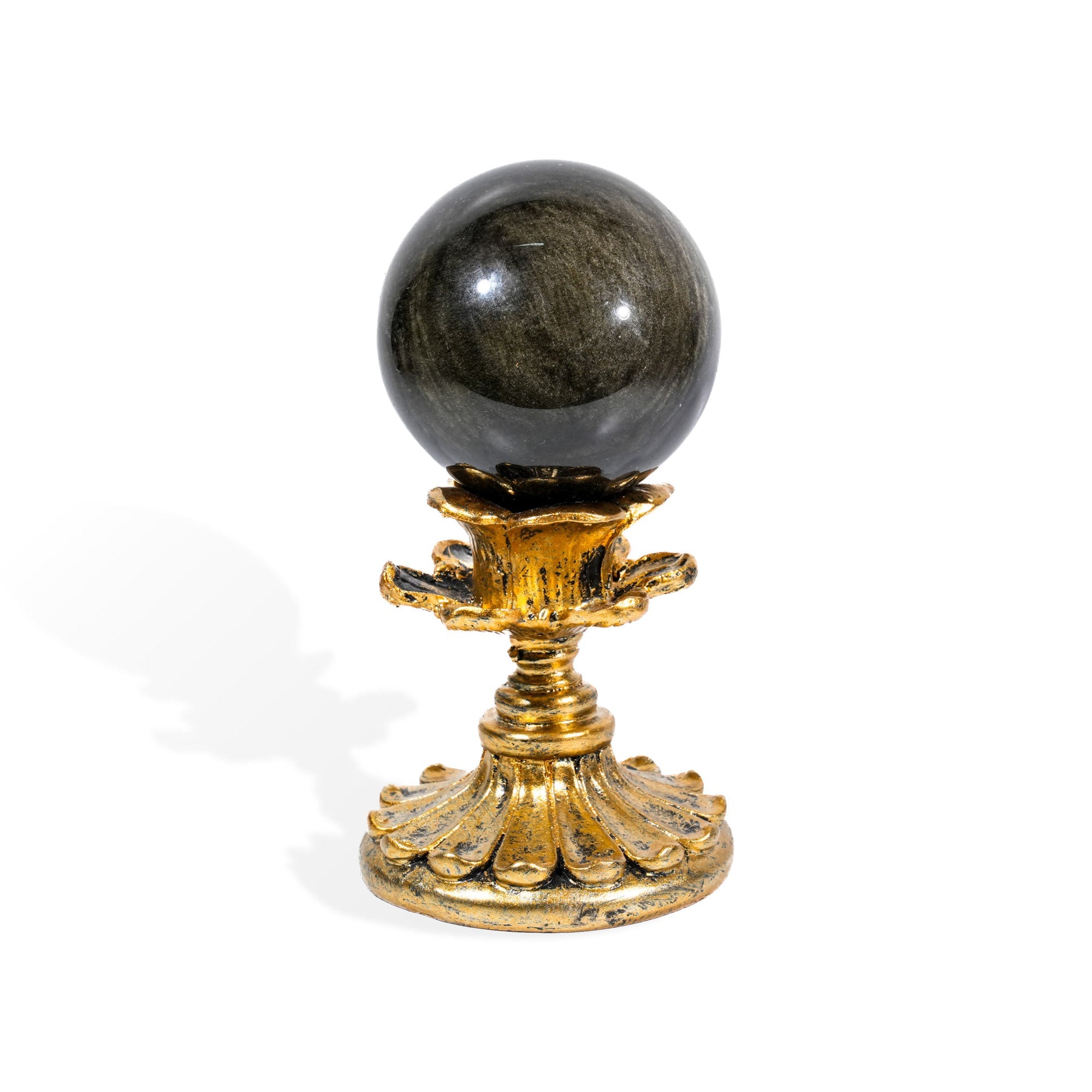 Golden Obsidian Sphere - helmsman - crystal