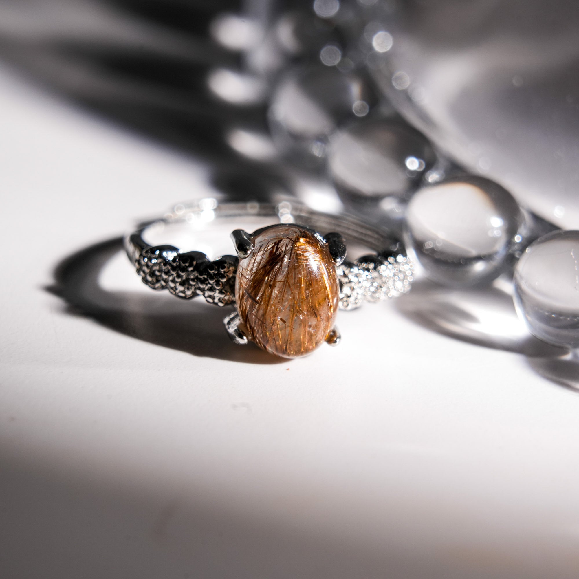 Golden Rutilated Quartz Ring - helmsman - crystal