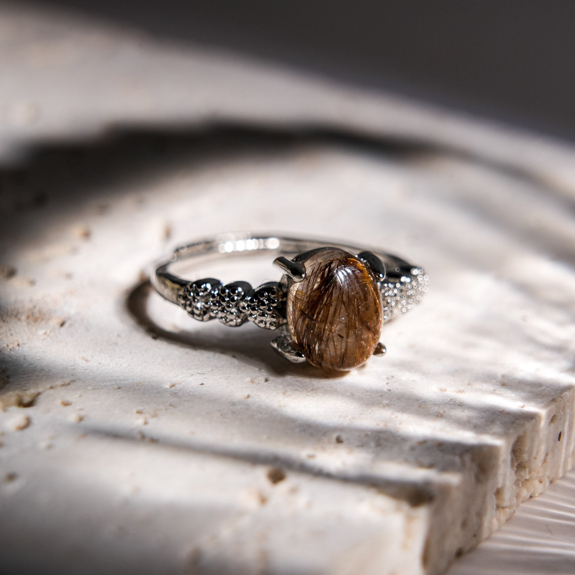 Golden Rutilated Quartz Ring - helmsman - crystal