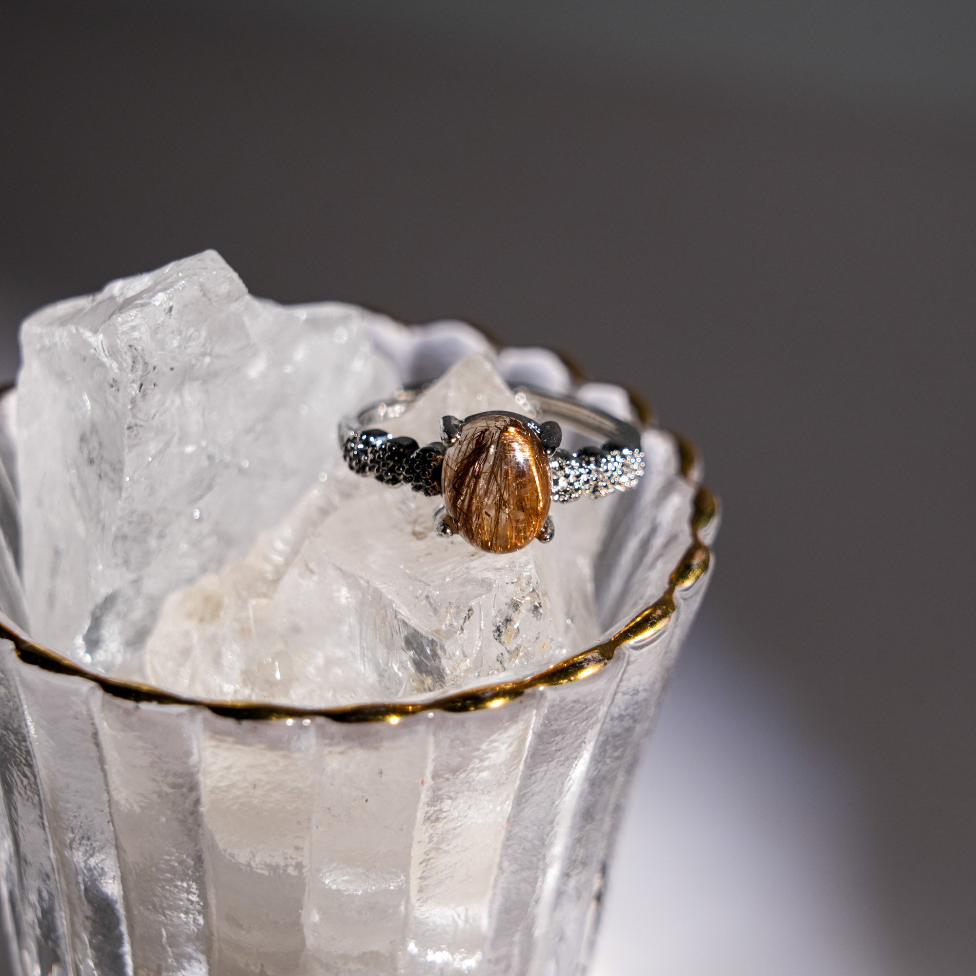 Golden Rutilated Quartz Ring - helmsman - crystal