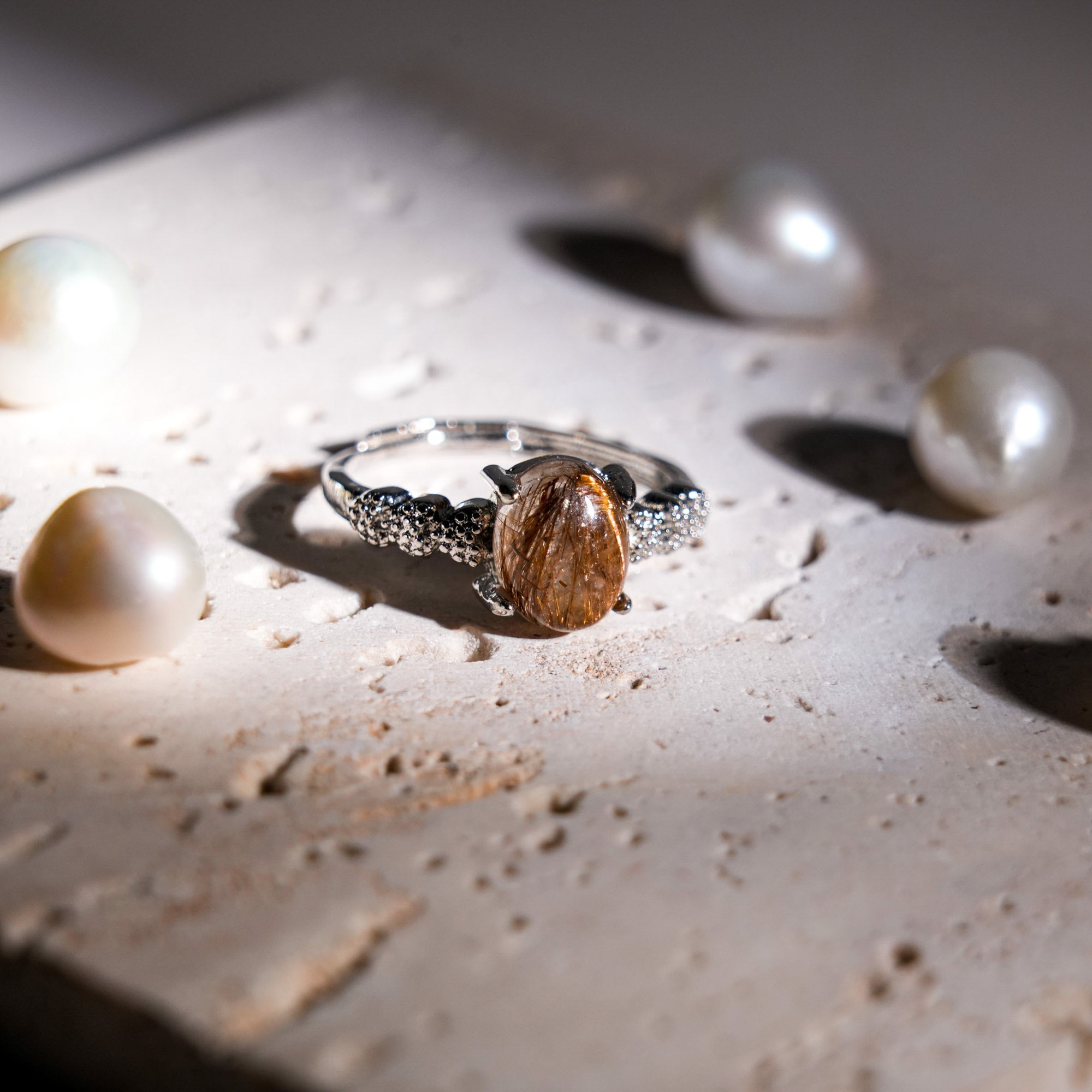 Golden Rutilated Quartz Ring - helmsman - crystal
