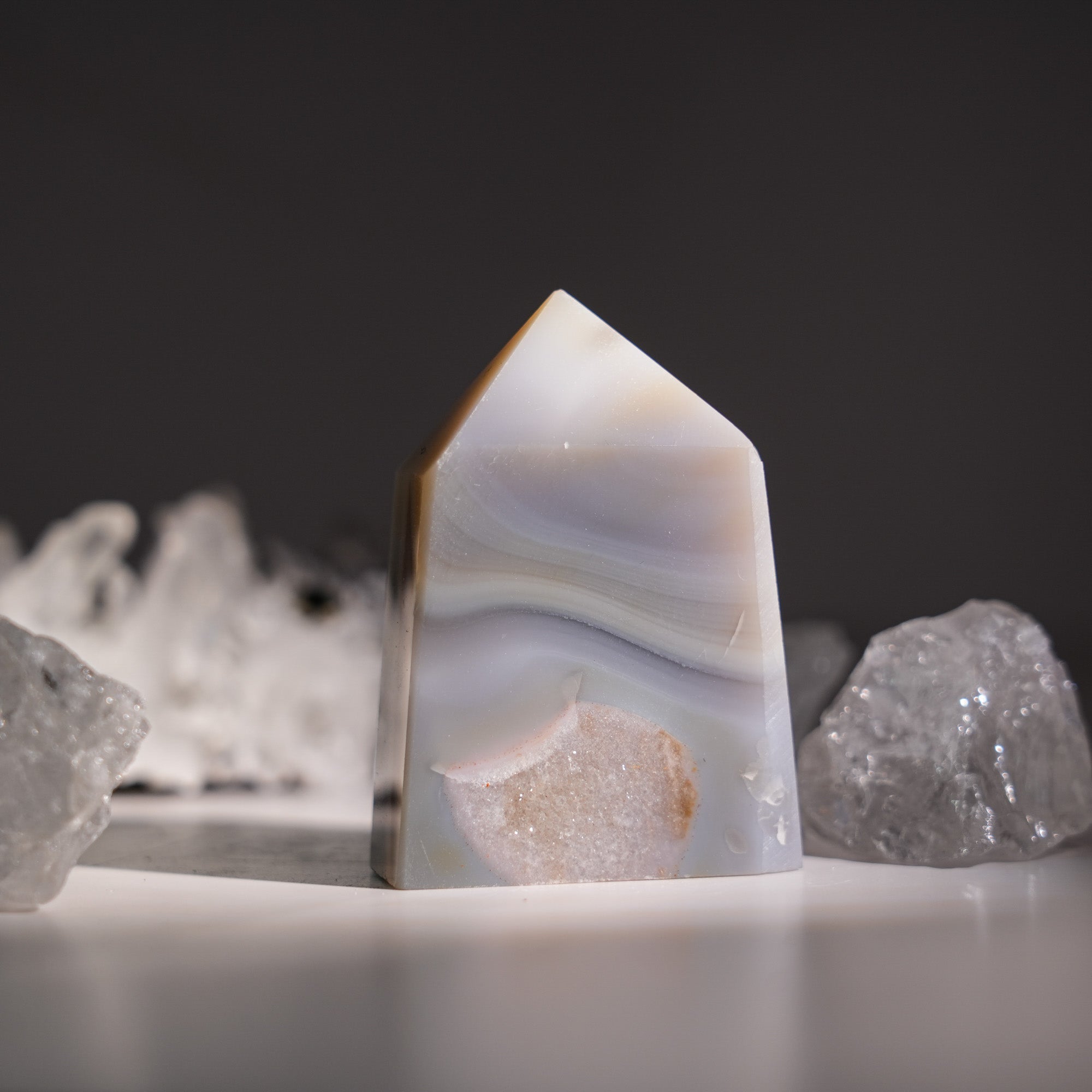 Gray Agate Tower - helmsman - crystal
