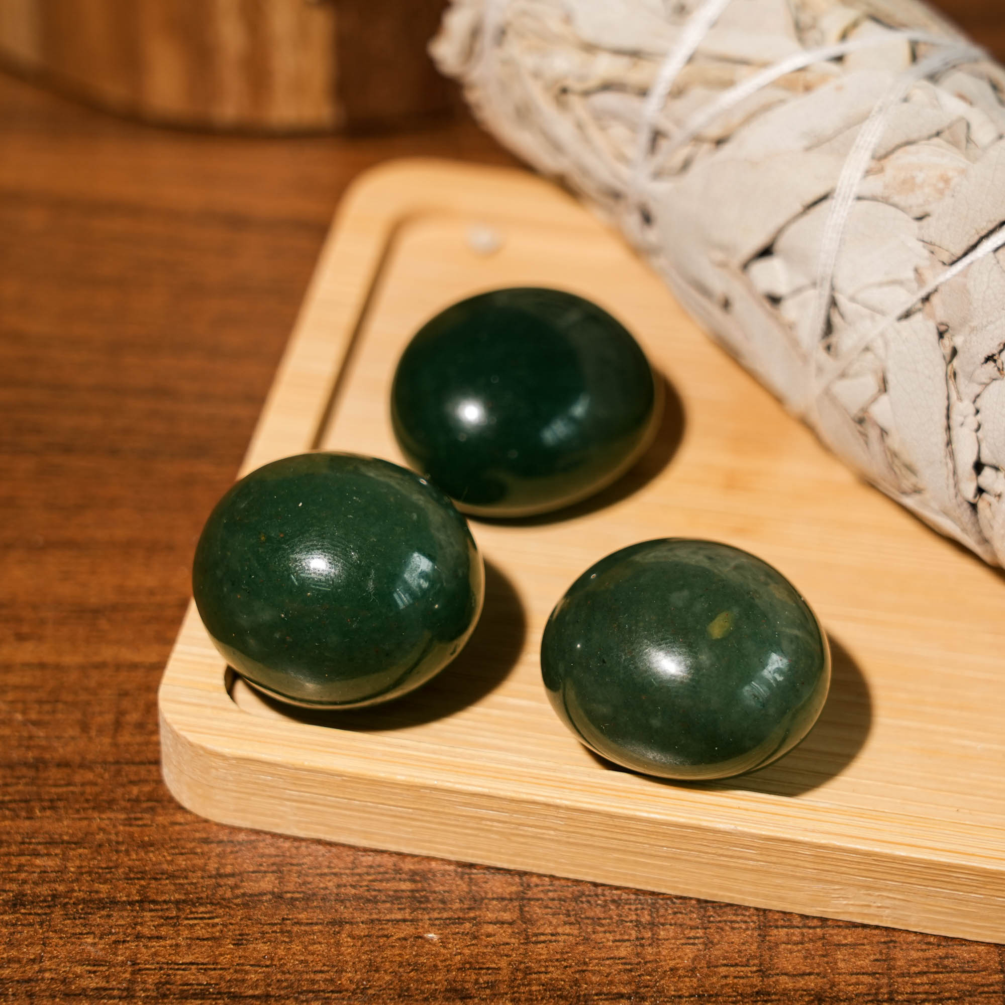 Green Aventurine Tumbled Stone Set - helmsman - crystal