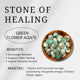 Green Flower Agate Heart - helmsman - crystal