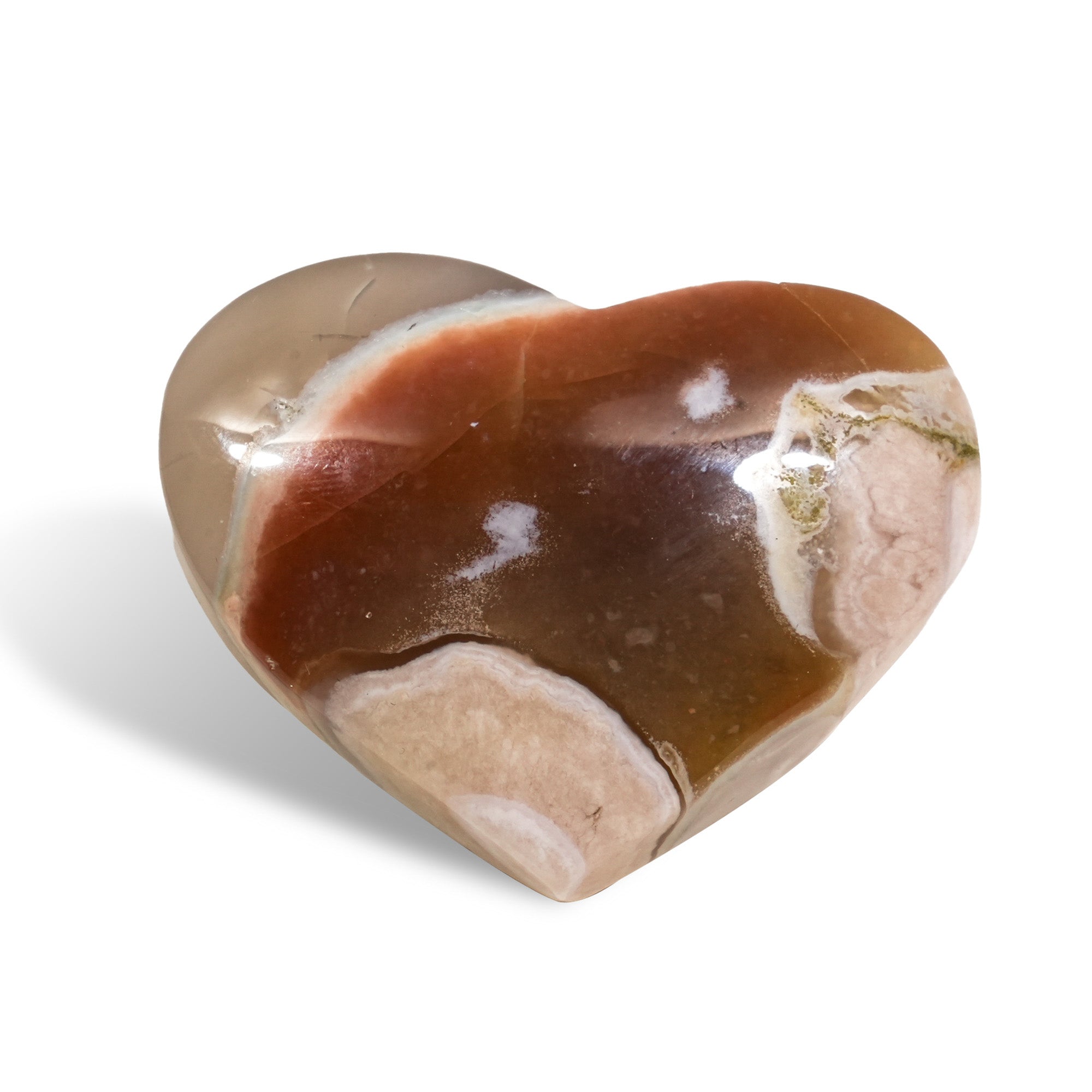 Green Flower Agate Heart - helmsman - crystal