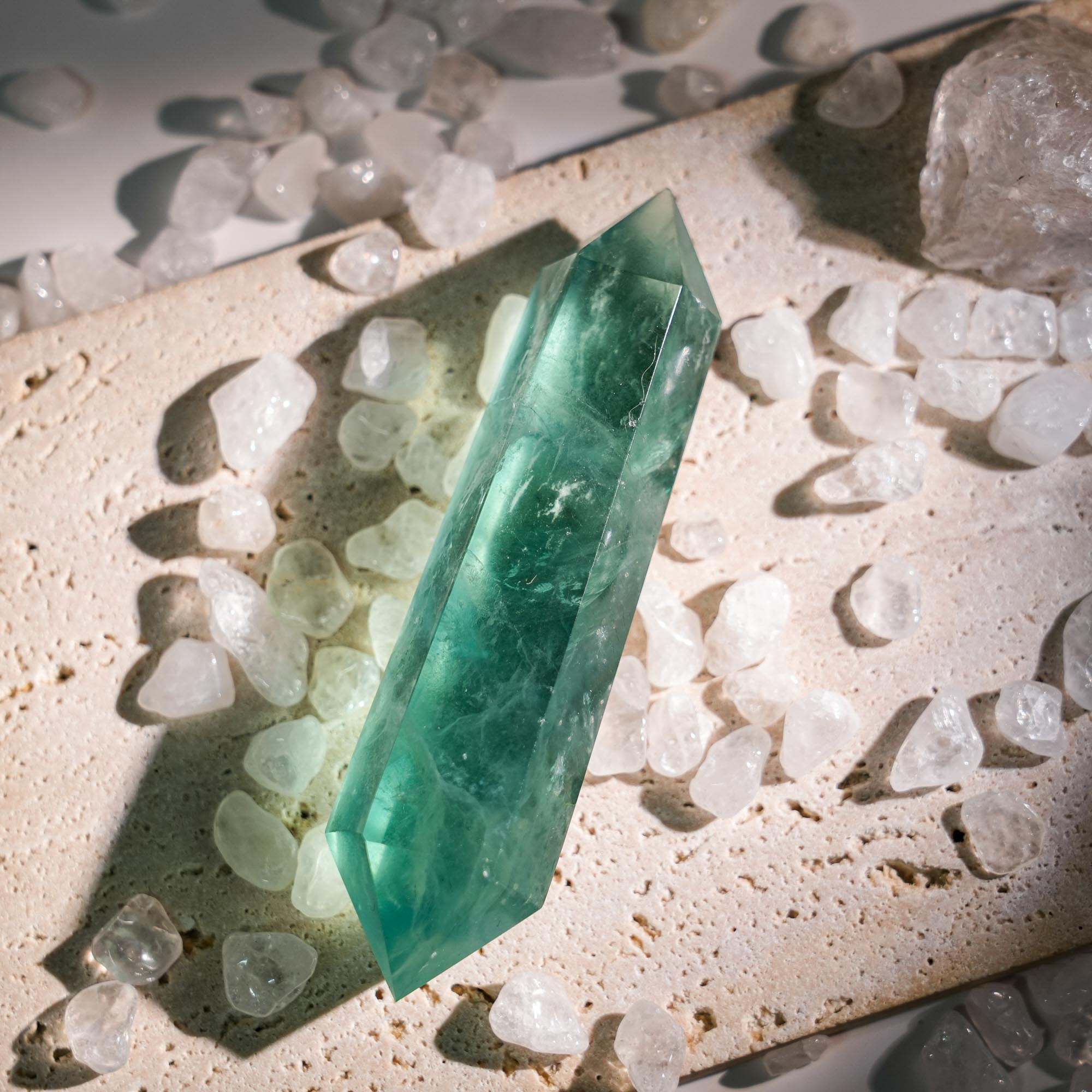 Green Fluorite Double Terminated Point - helmsman - crystal