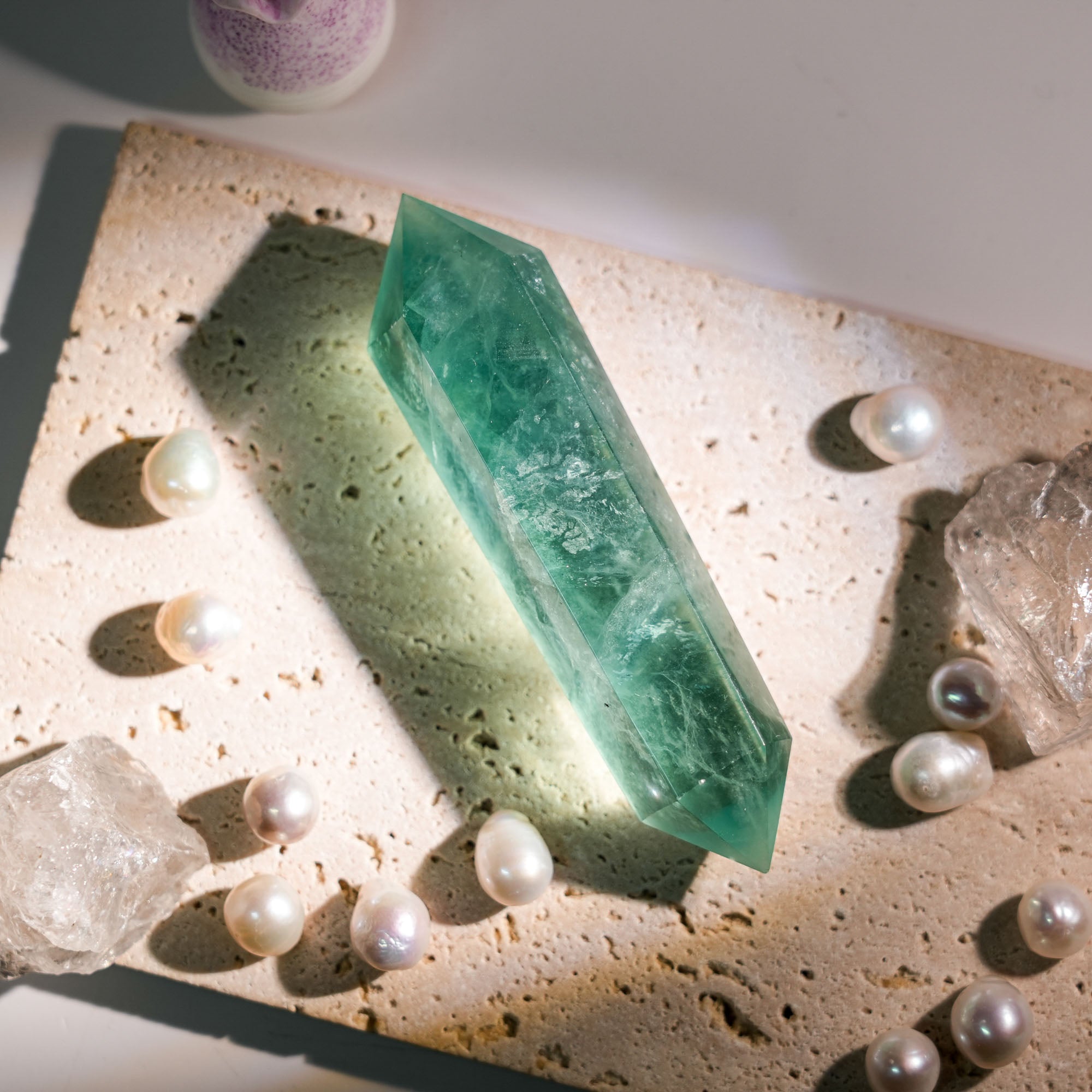 Green Fluorite Double Terminated Point - helmsman - crystal