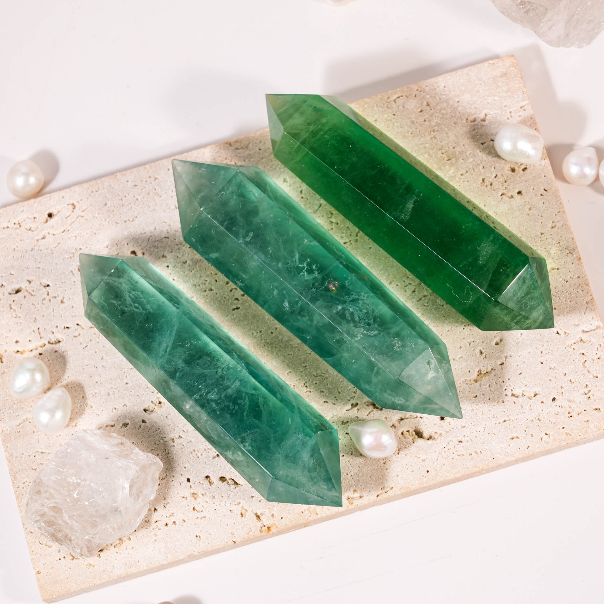 Green Fluorite Double Terminated Point - helmsman - crystal
