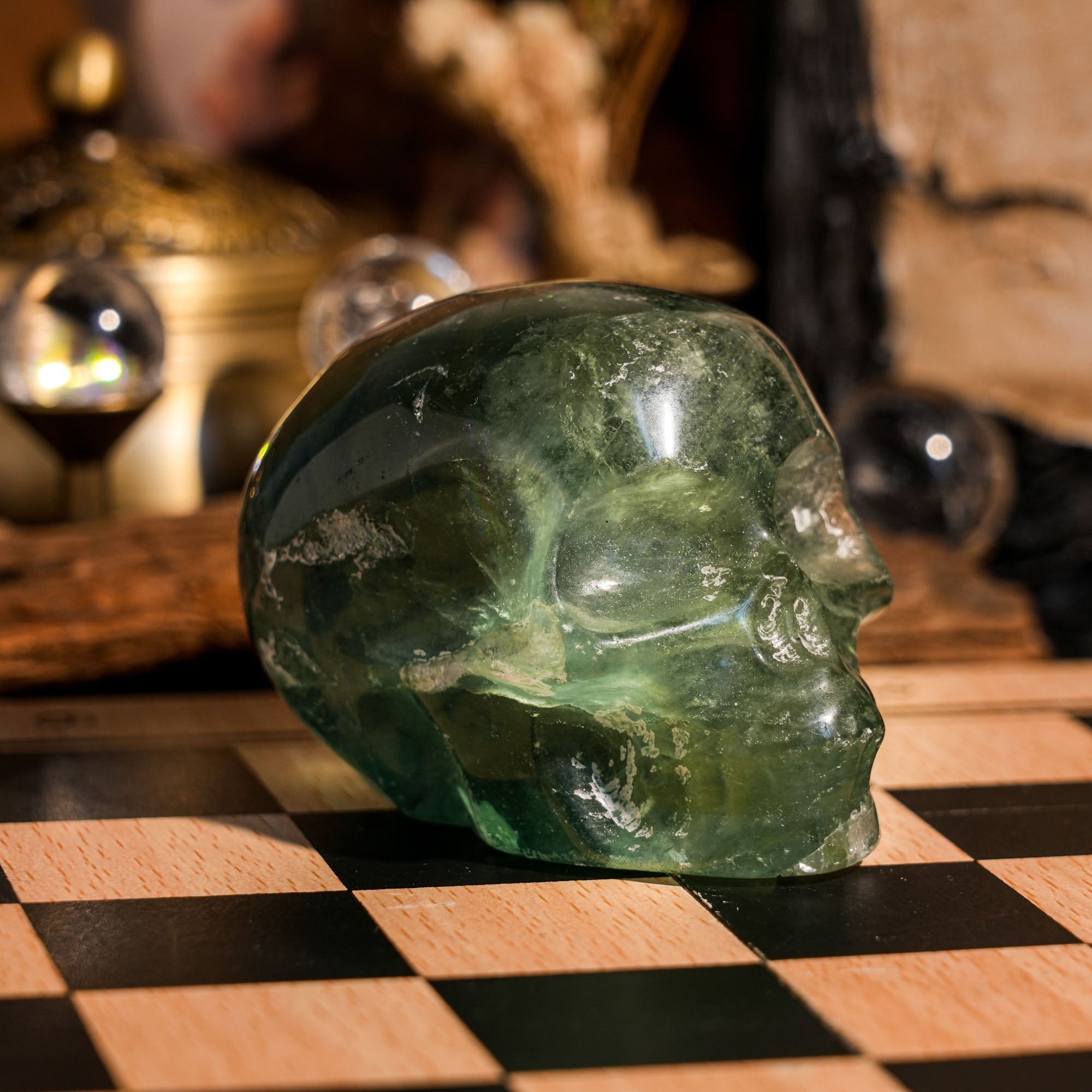 Green Fluorite Skull - helmsman - crystal