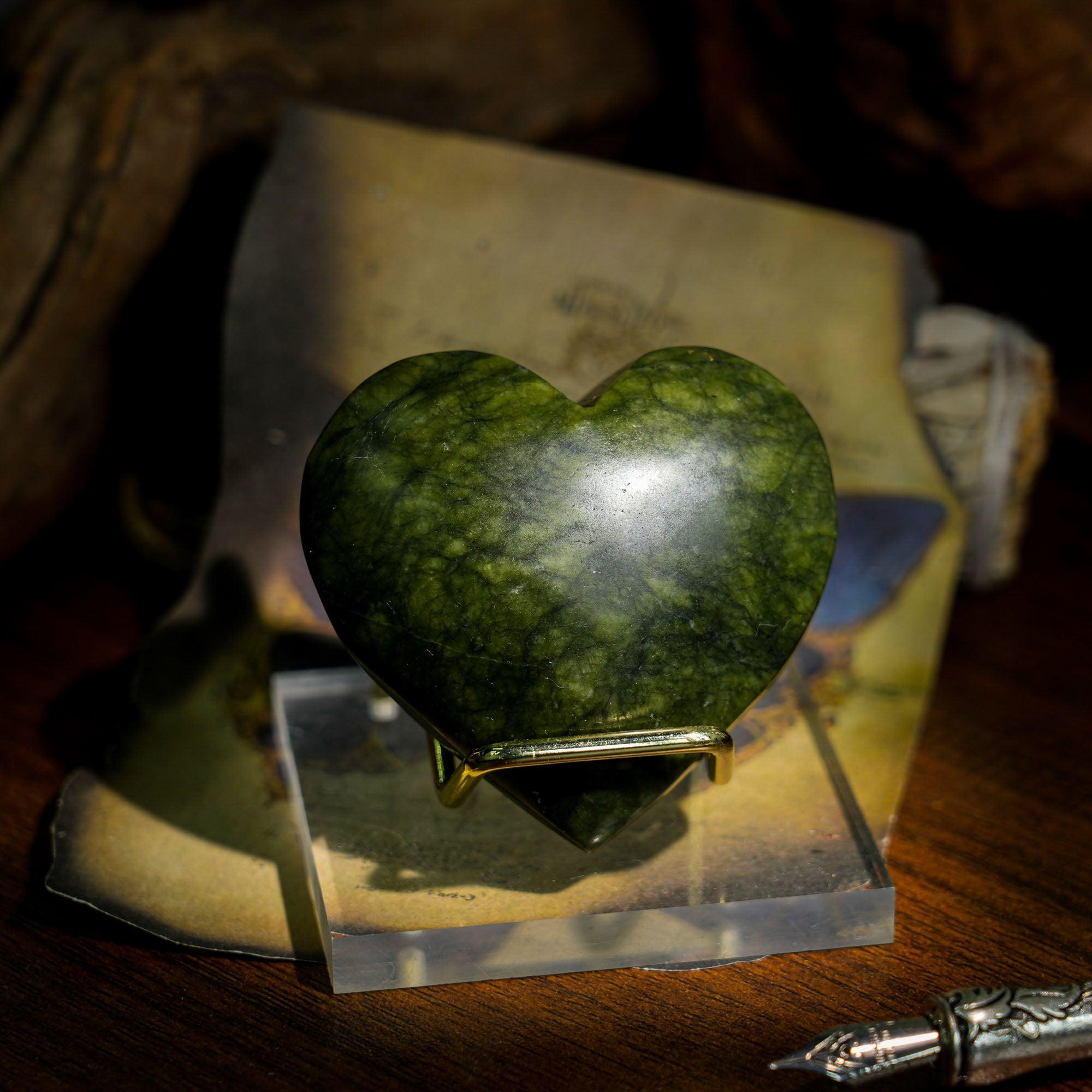 Green Jade Heart - helmsman - crystal