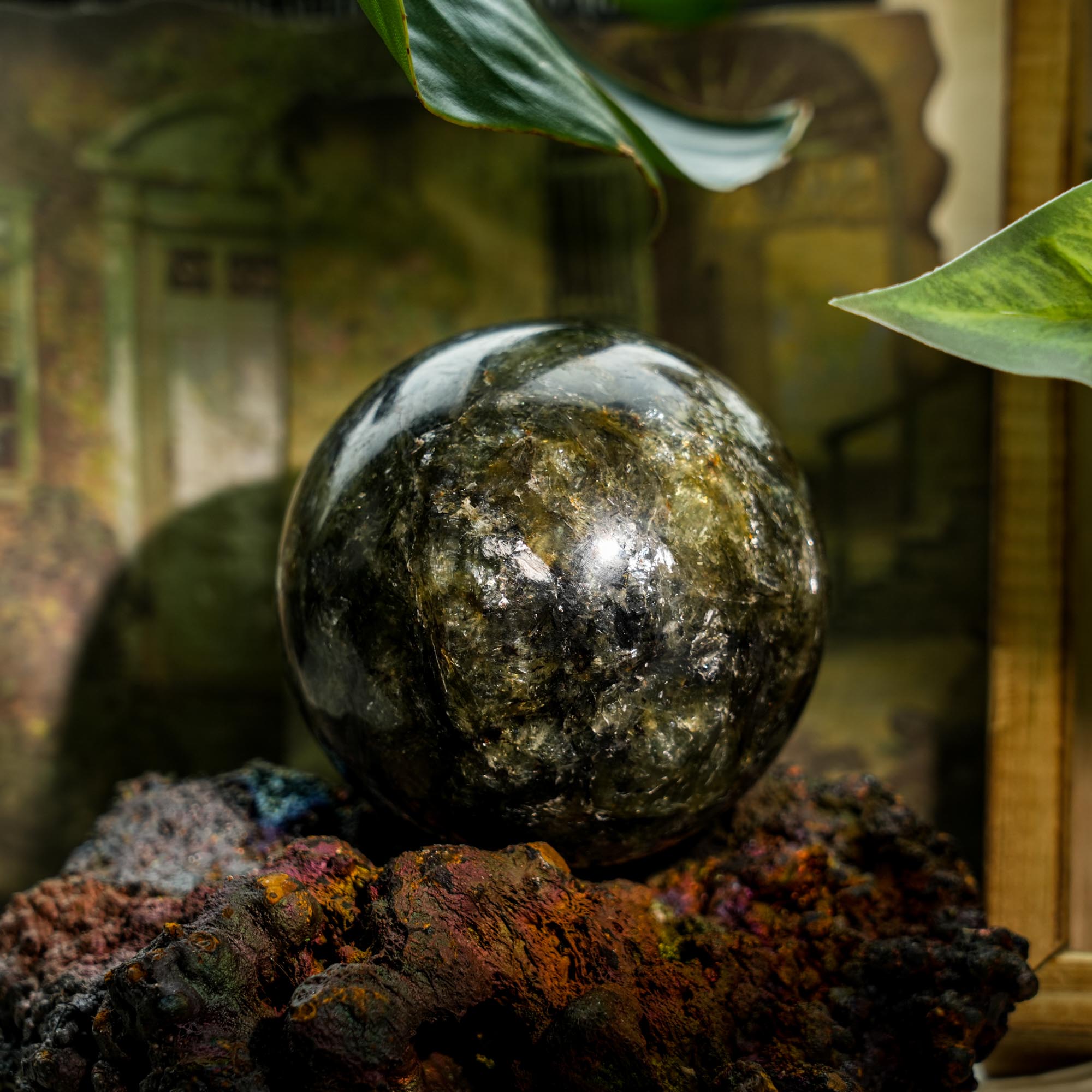 Green Mica Sphere - helmsman - crystal