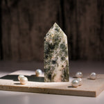 Green Mica Tower - helmsman - crystal