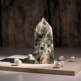 Green Mica Tower - helmsman - crystal