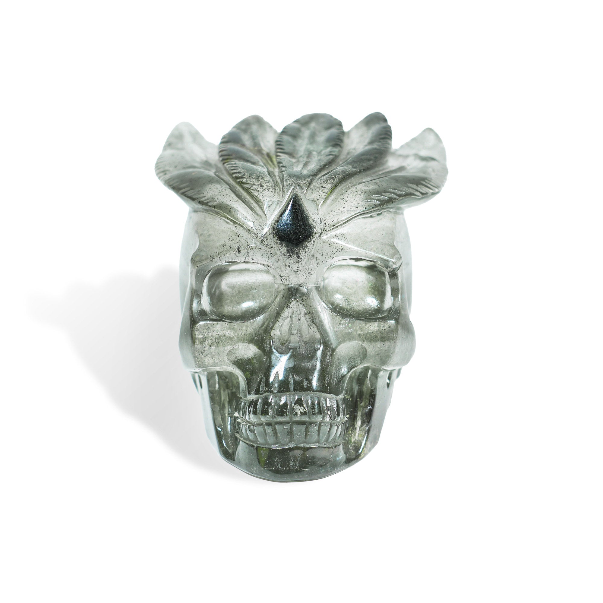 Green Phantom Quartz Skull - helmsman - crystal