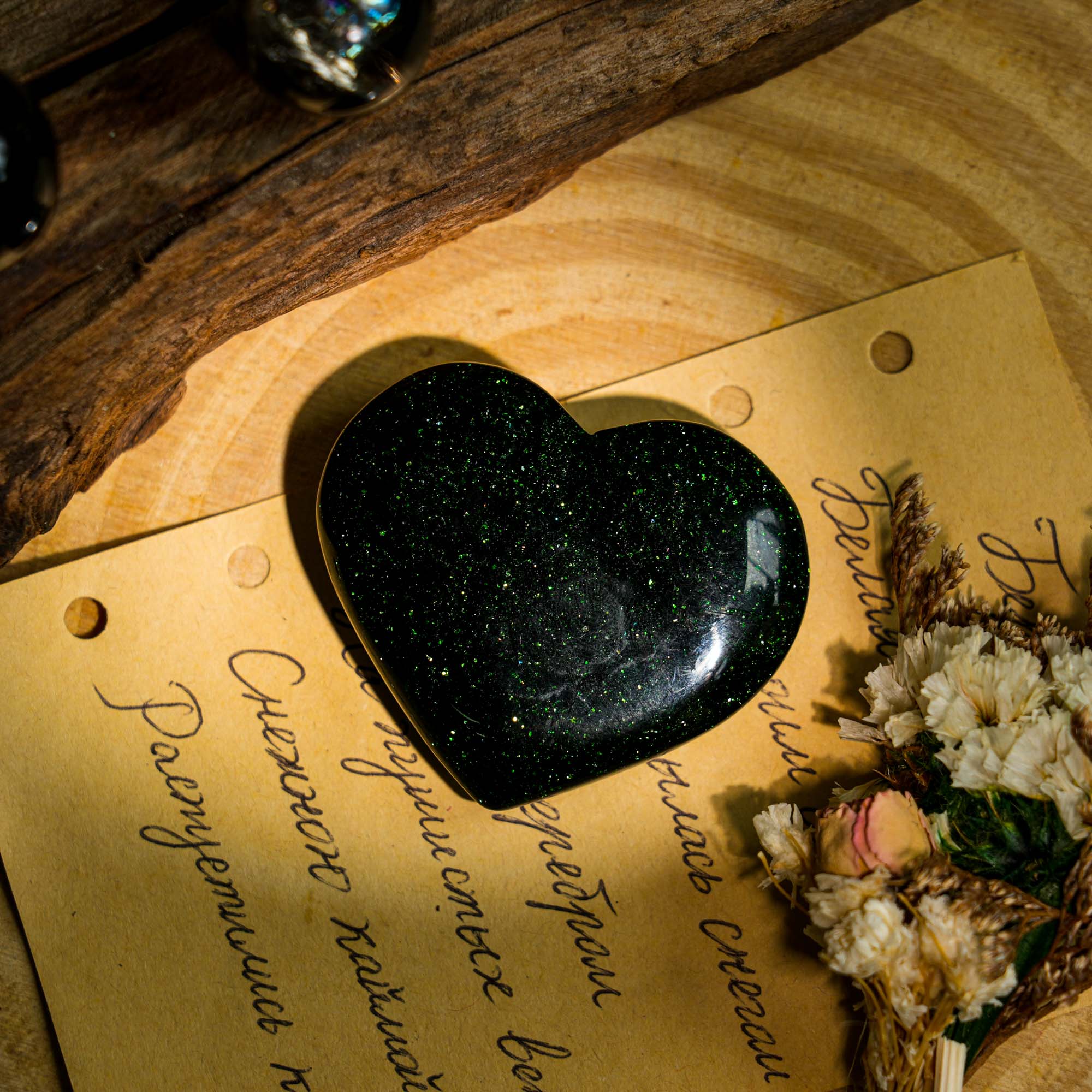 Green Sandstone Heart - helmsman - crystal