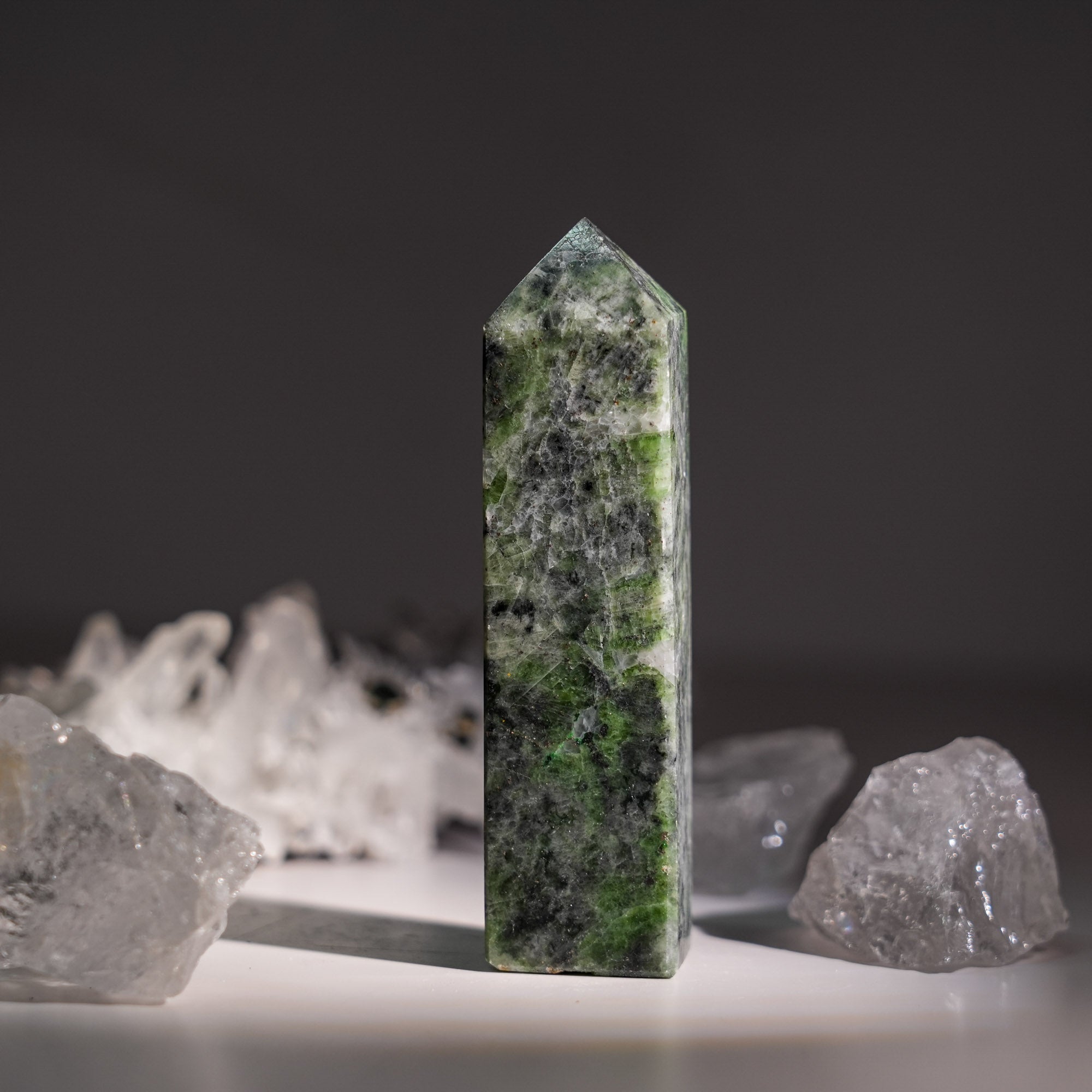 Green Seraphinite Tower - helmsman - crystal