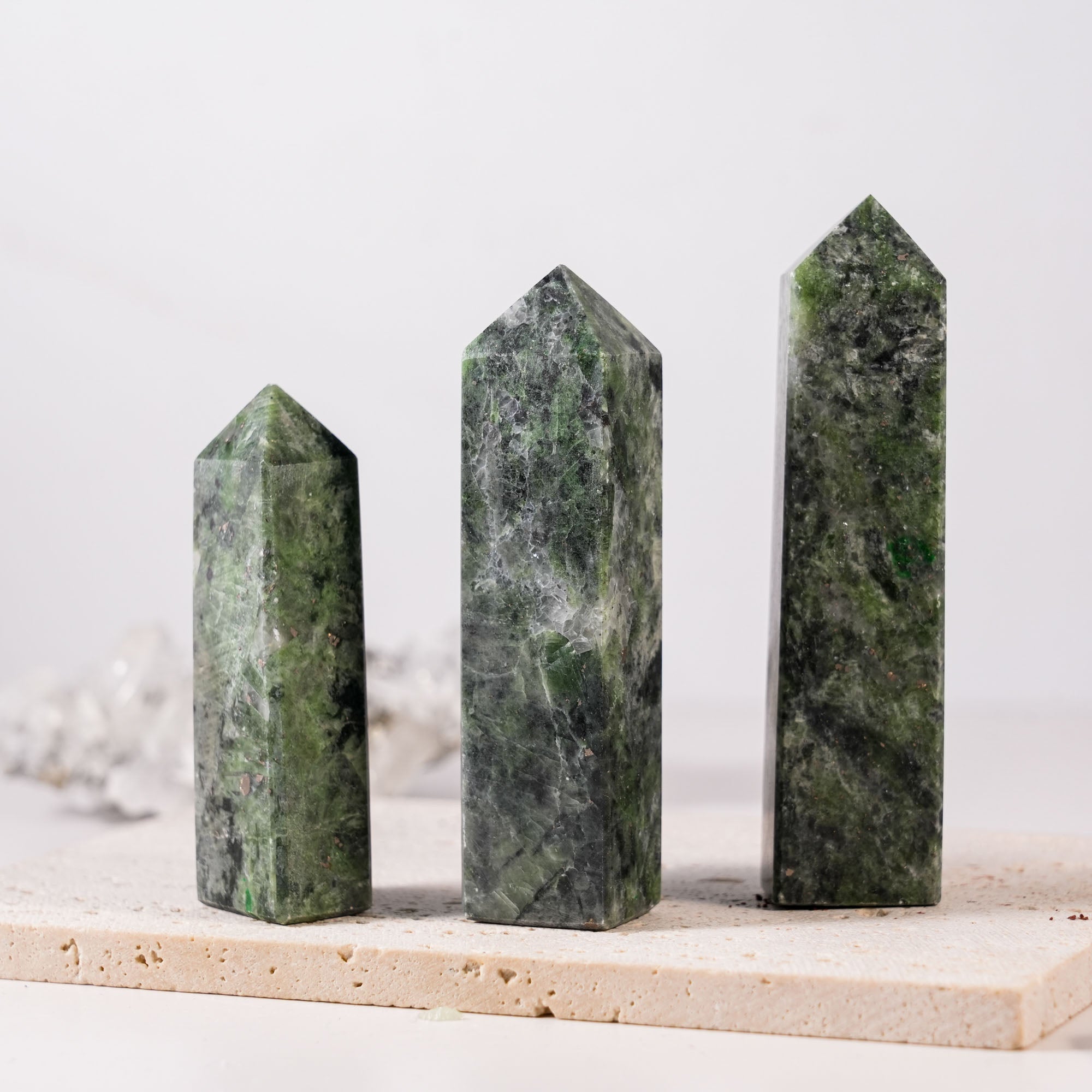 Green Seraphinite Tower - helmsman - crystal