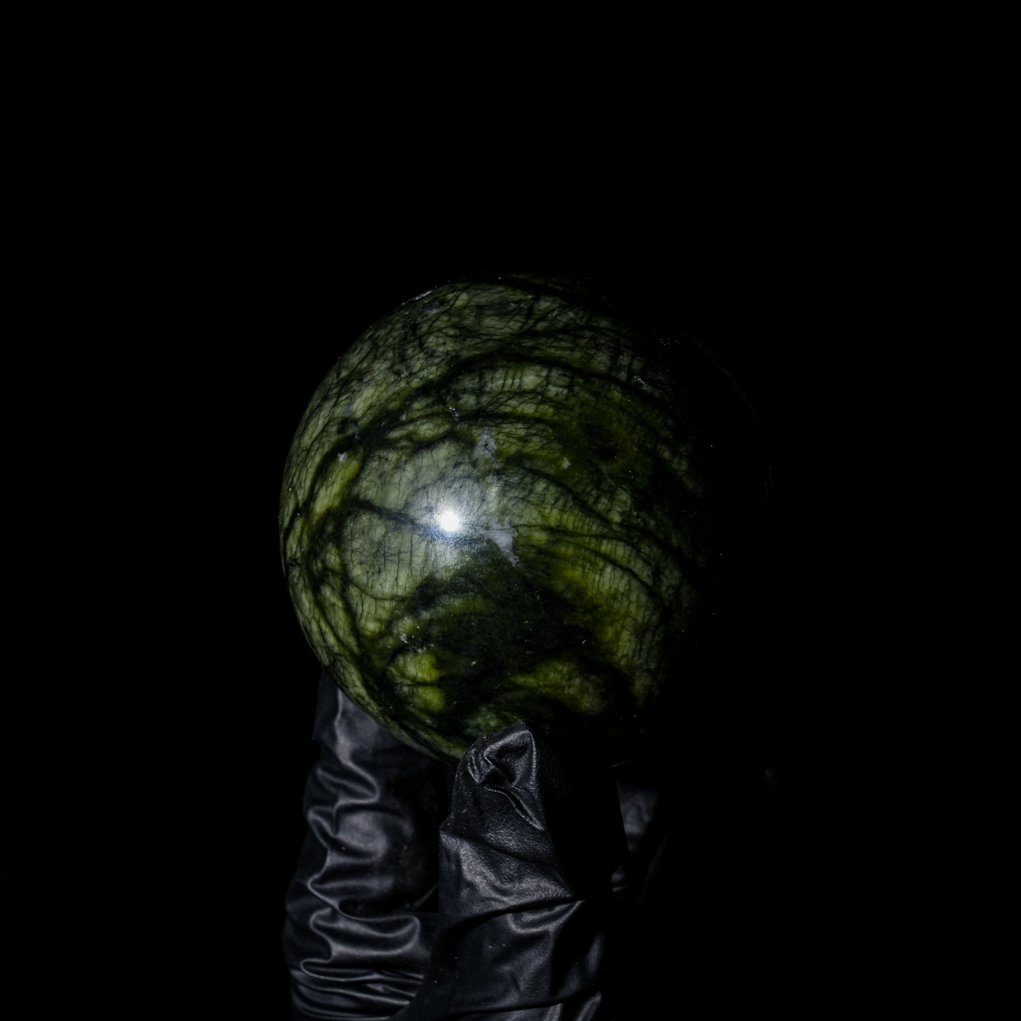 Green Serpentine Sphere - helmsman - crystal