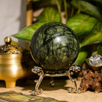 Green Serpentine Sphere - helmsman - crystal