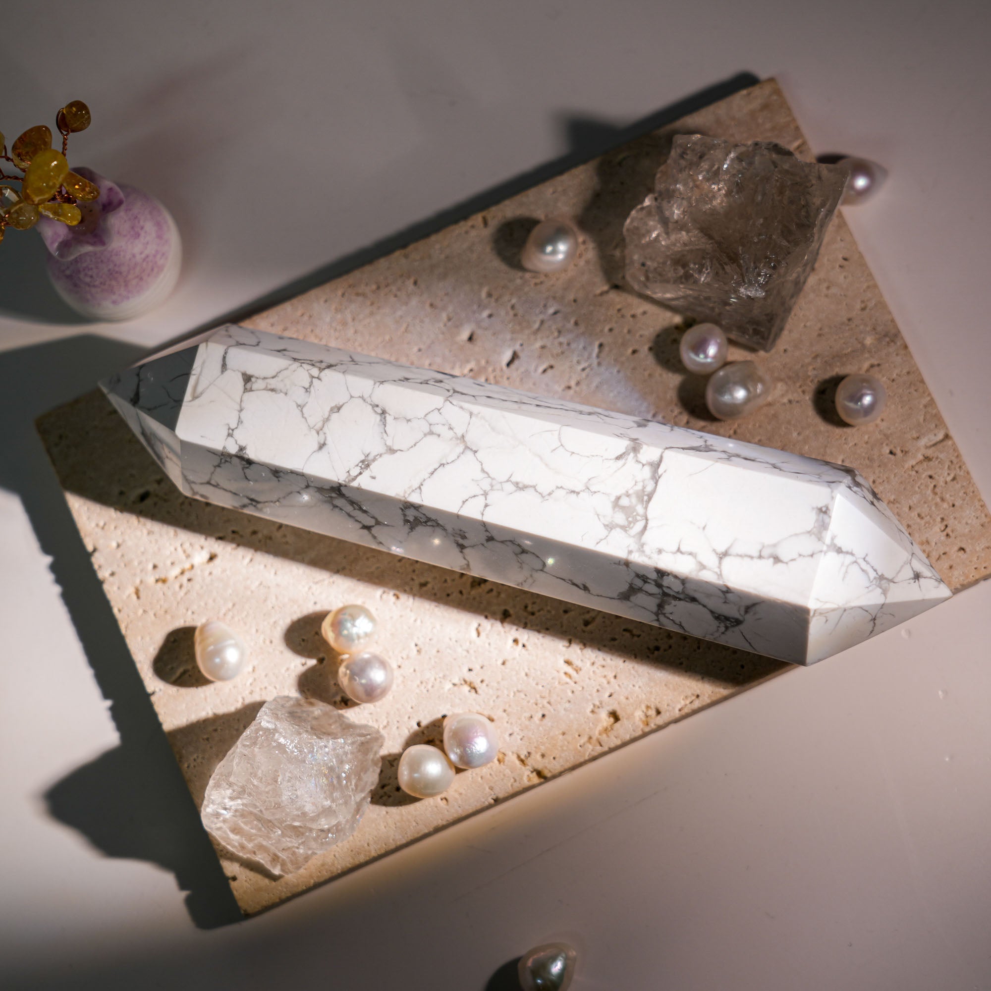 Howlite Double Terminated Point - helmsman - crystal