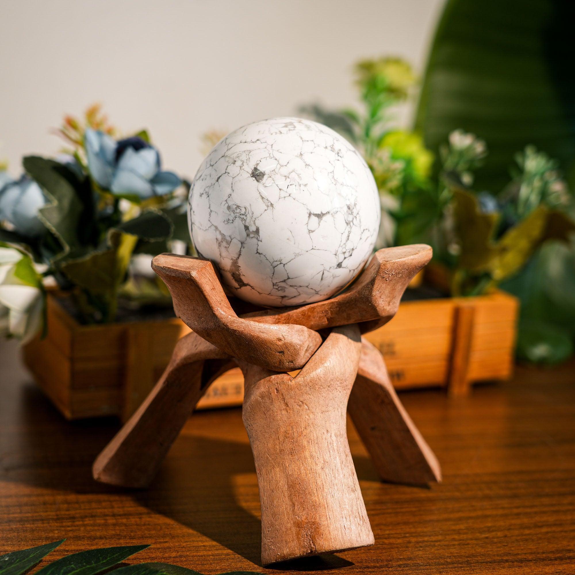 Howlite Sphere - helmsman - crystal