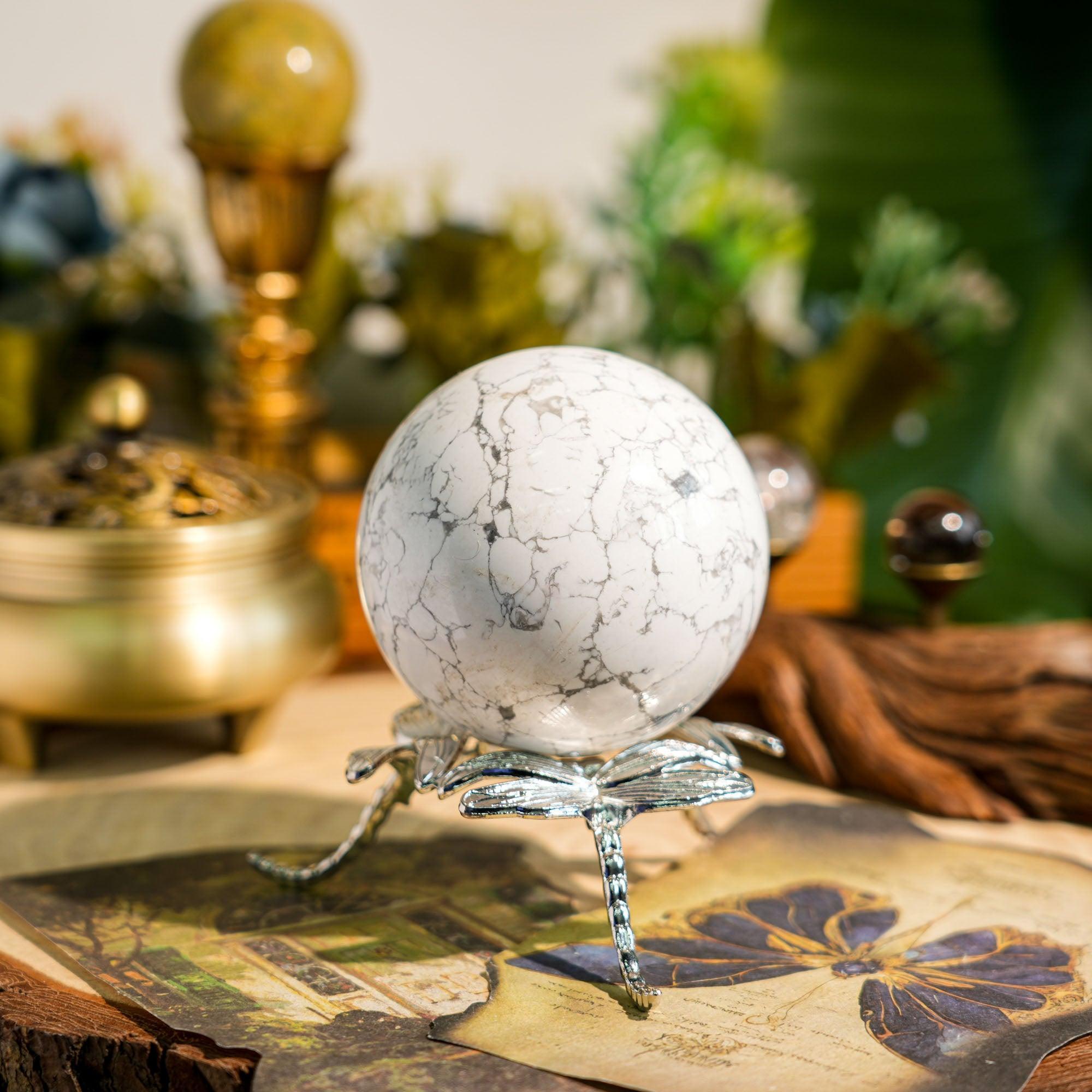 Howlite Sphere - helmsman - crystal