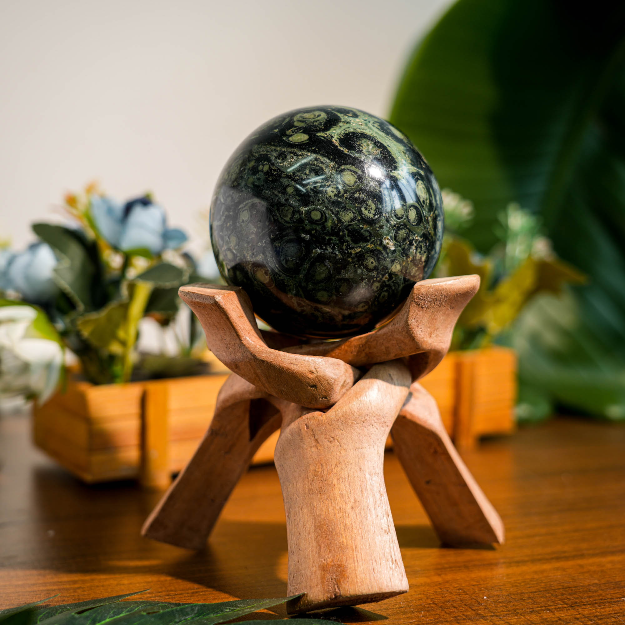Kambaba Jasper Sphere - helmsman - crystal