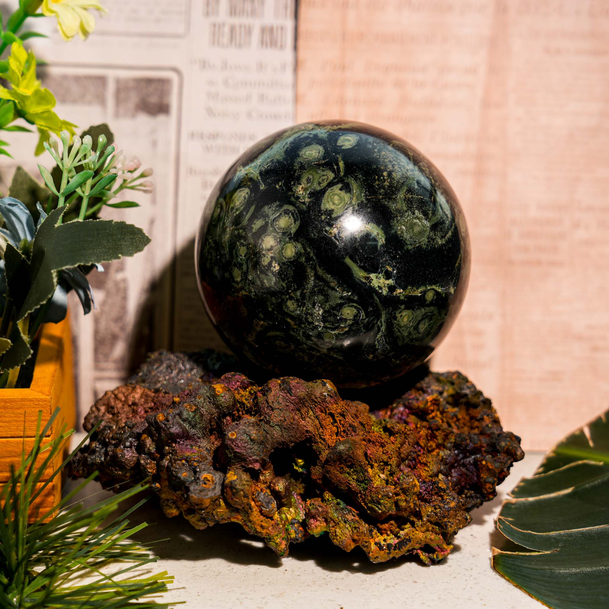 Kambaba Jasper Sphere - helmsman - crystal