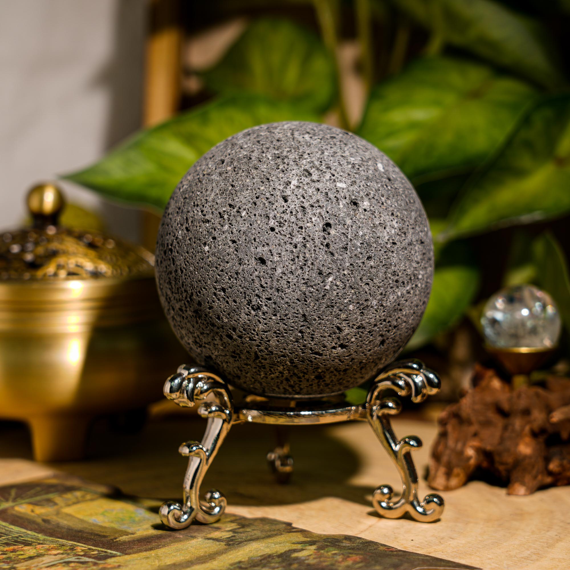 Lava Stone Sphere - helmsman - crystal