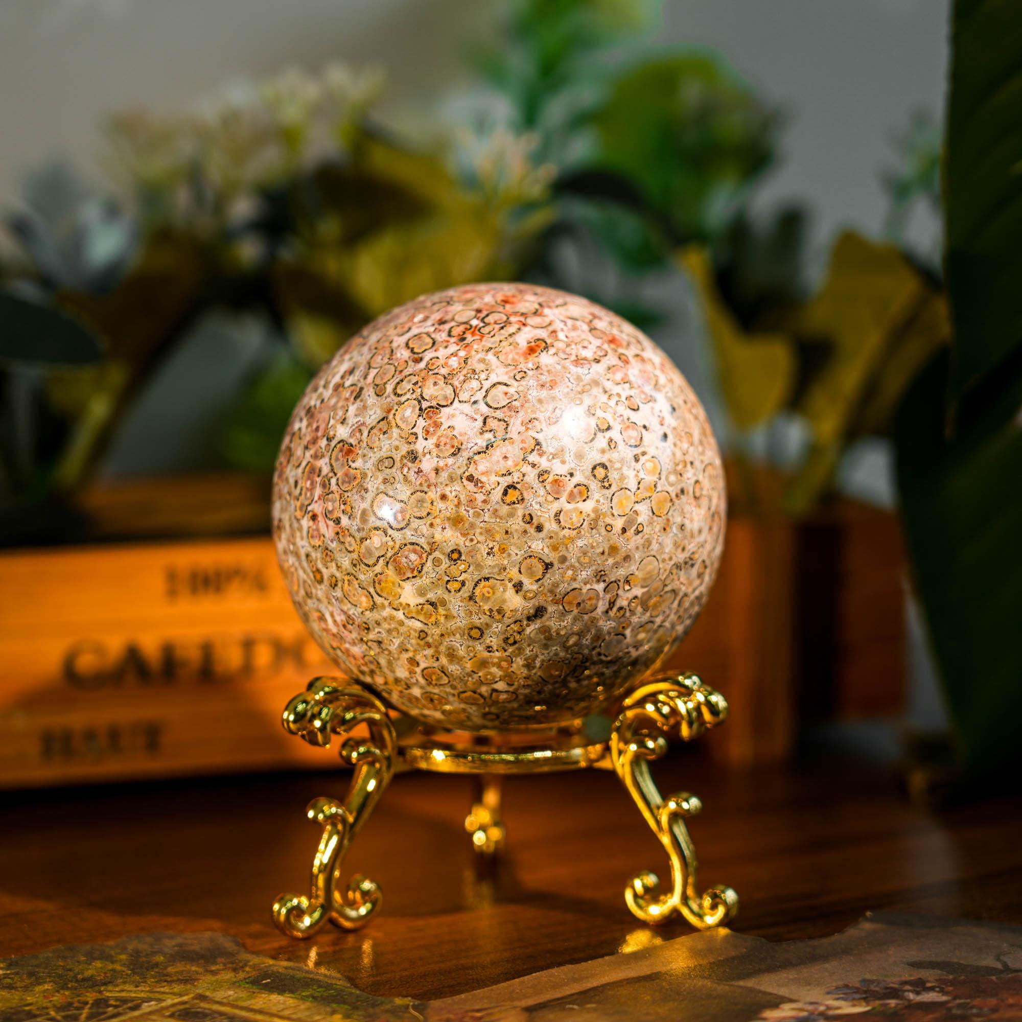 Leopard Skin Jasper Sphere - helmsman - crystal