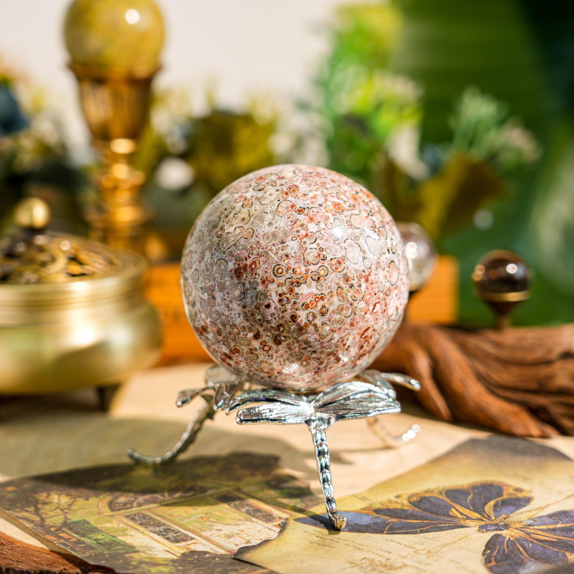 Leopard Skin Jasper Sphere - helmsman - crystal