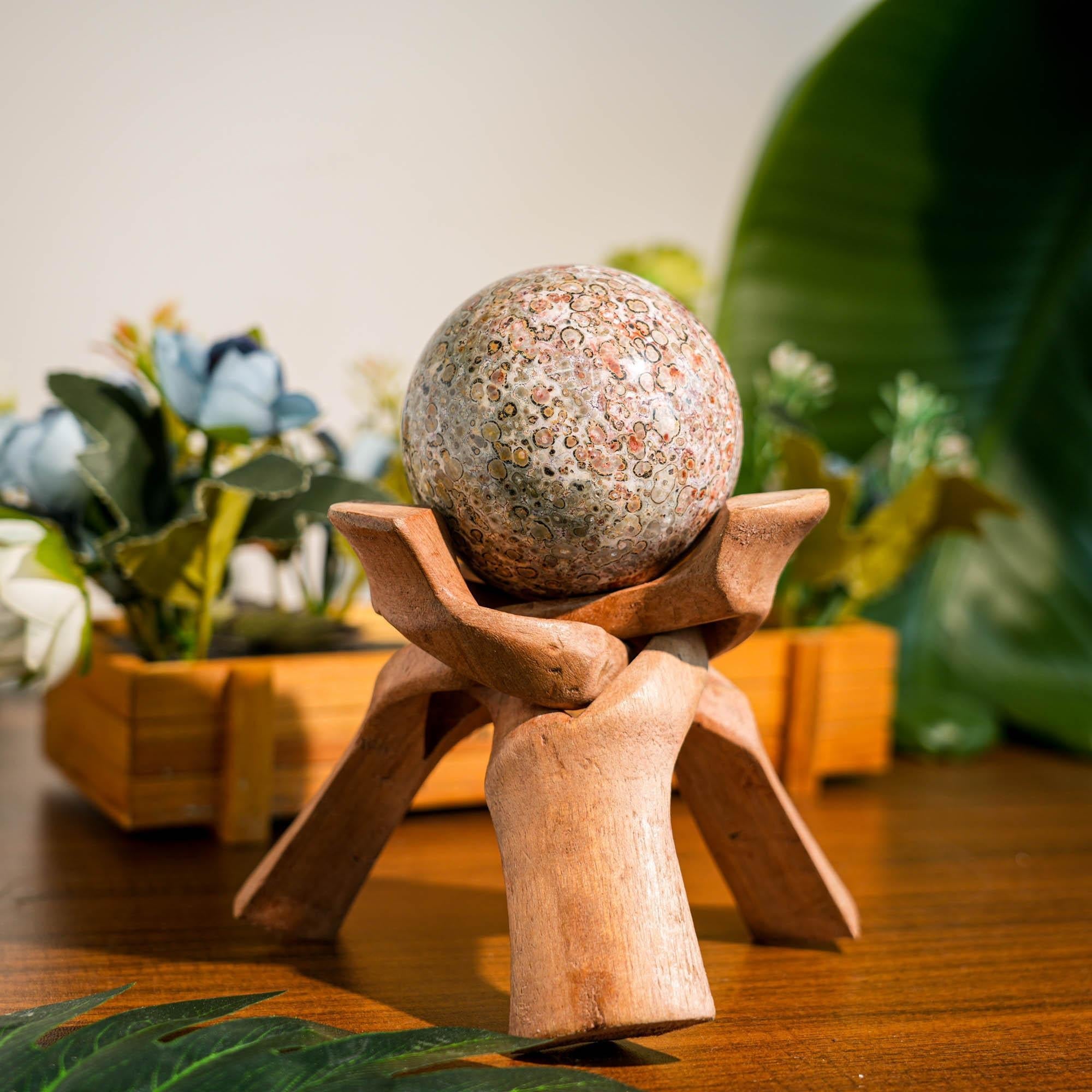 Leopard Skin Jasper Sphere - helmsman - crystal