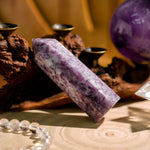 Lepidolite Point-Helmsman Crystal