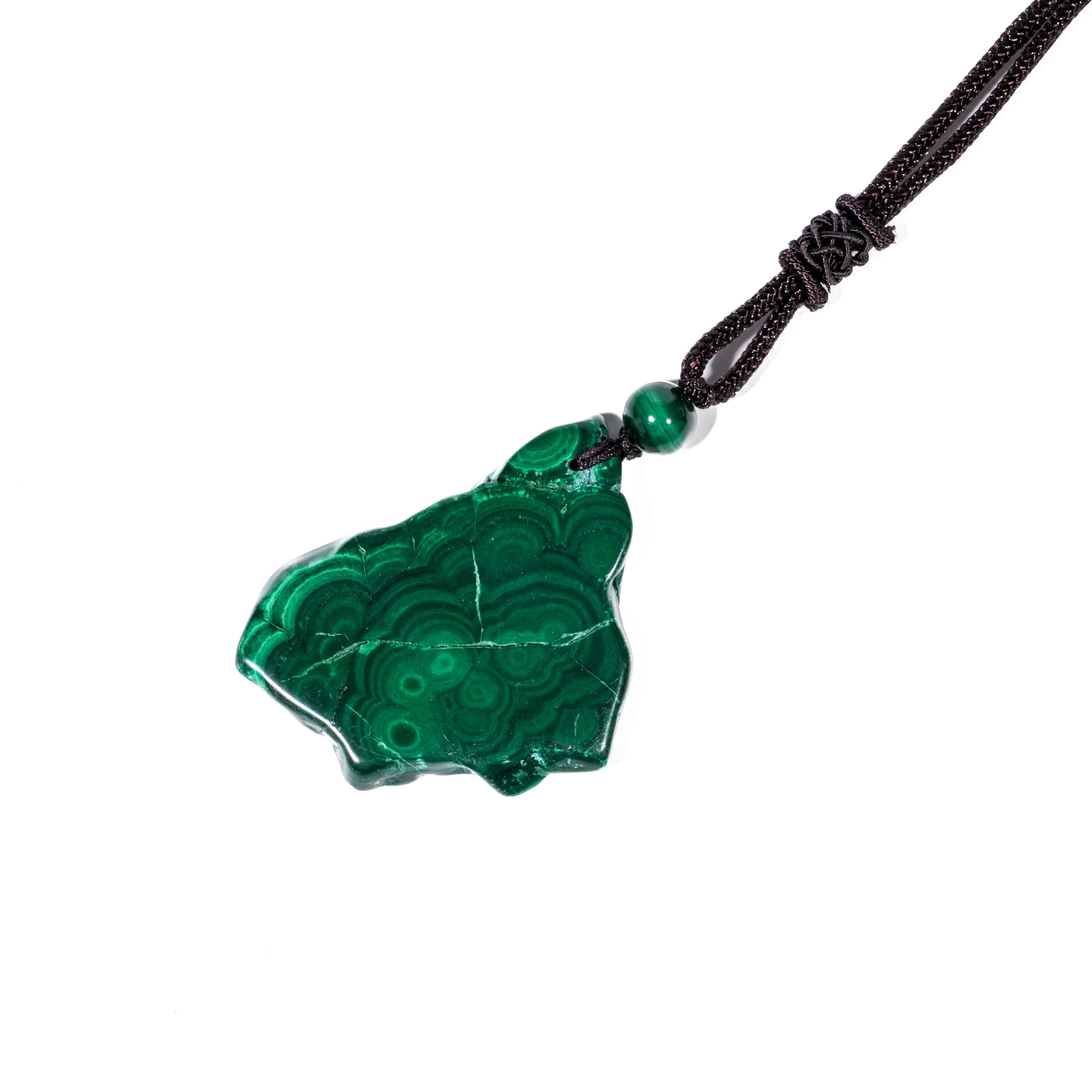Malachite Slice Pendant Necklace - Helmsman Crystal - Healing Crystal