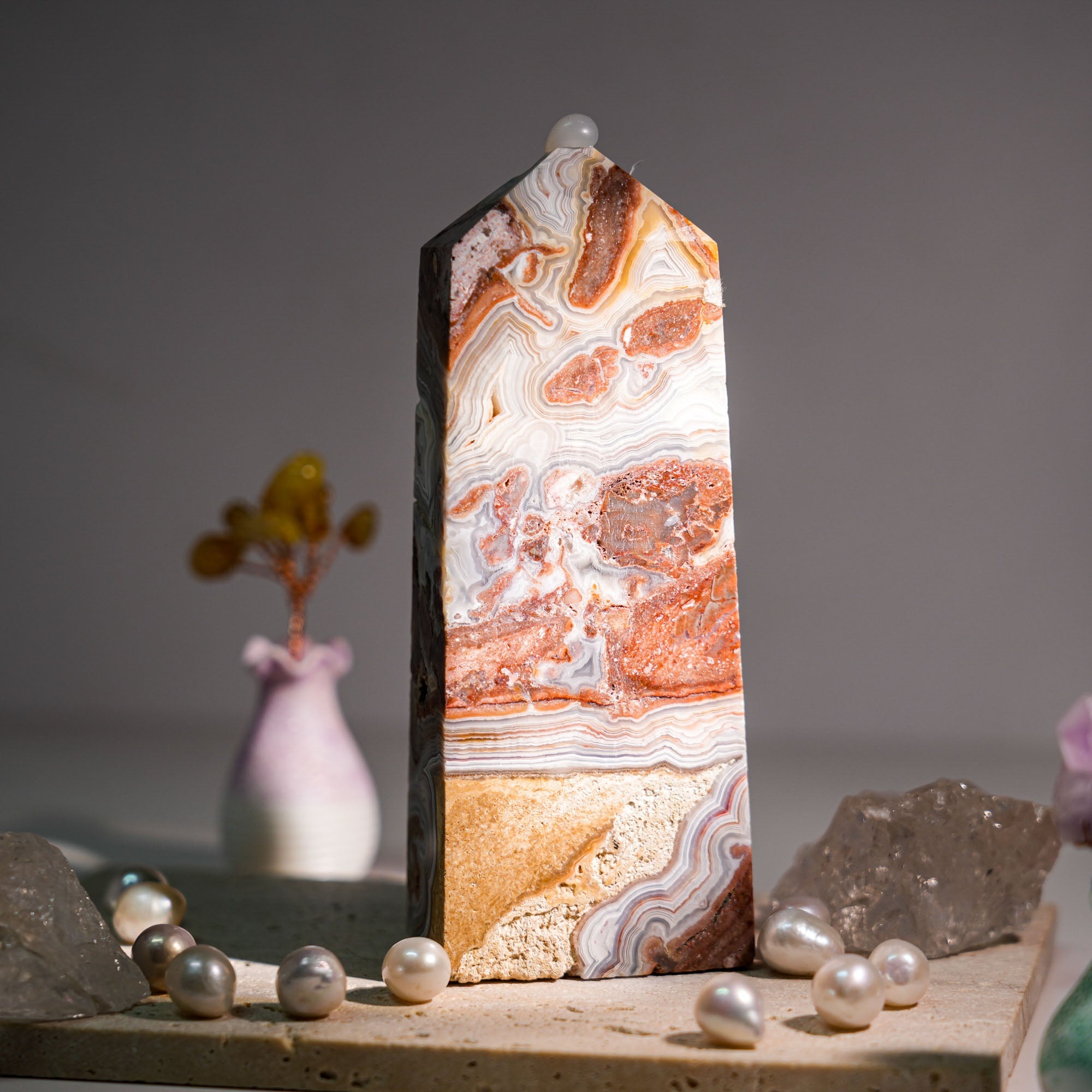 Mexico Agate Tower - helmsman - crystal