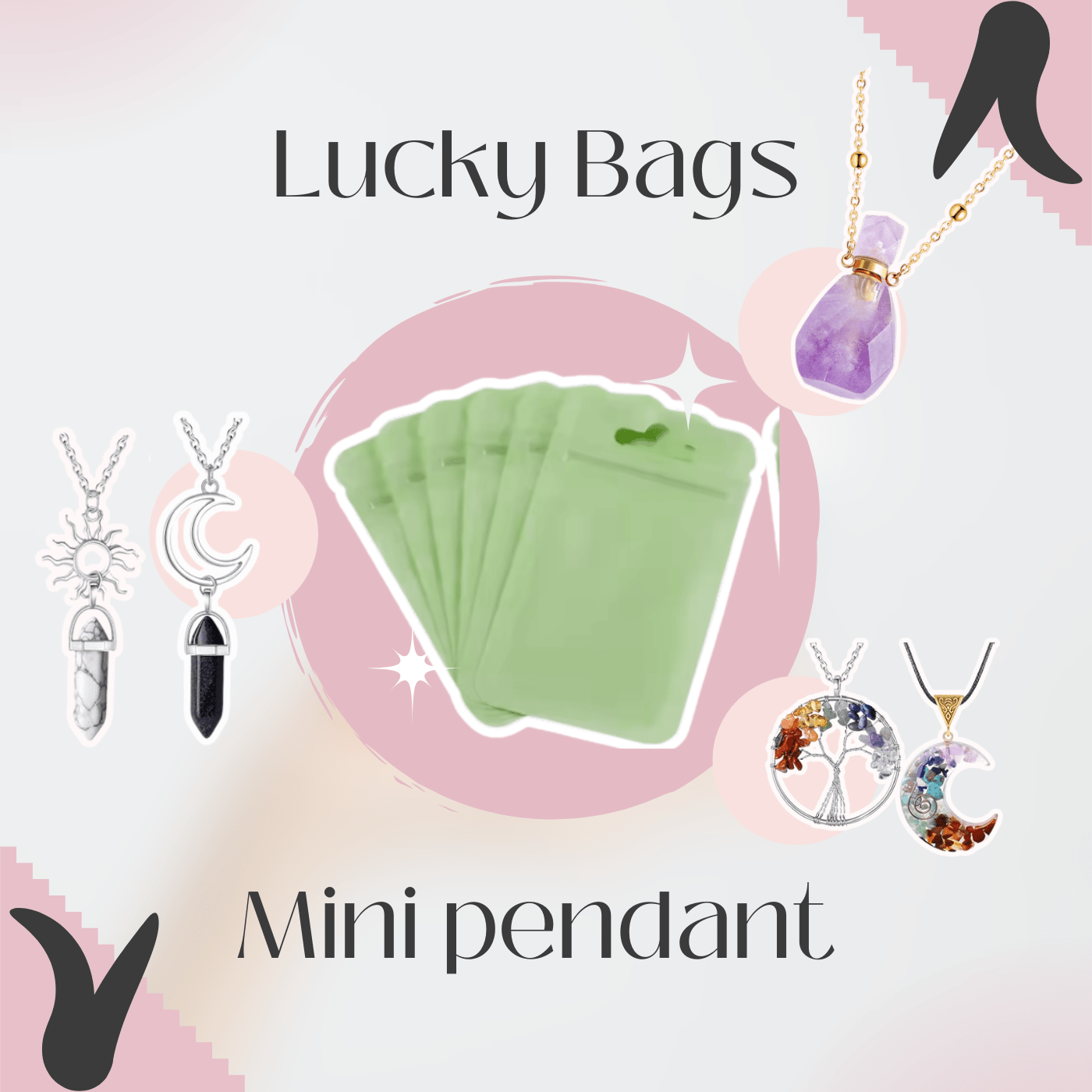 Mini Pendant Stone Lucky Bags - helmsman - crystal