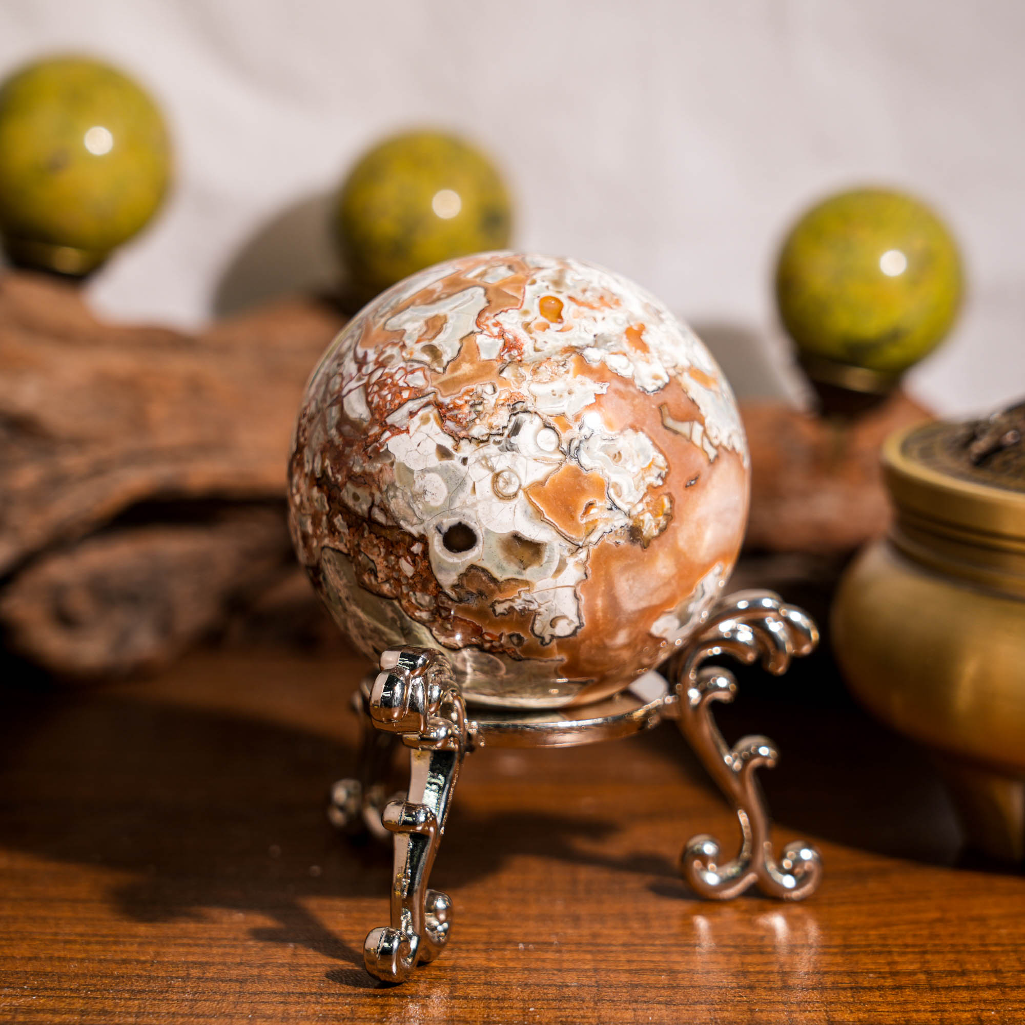 Money Agate Sphere - helmsman - crystal